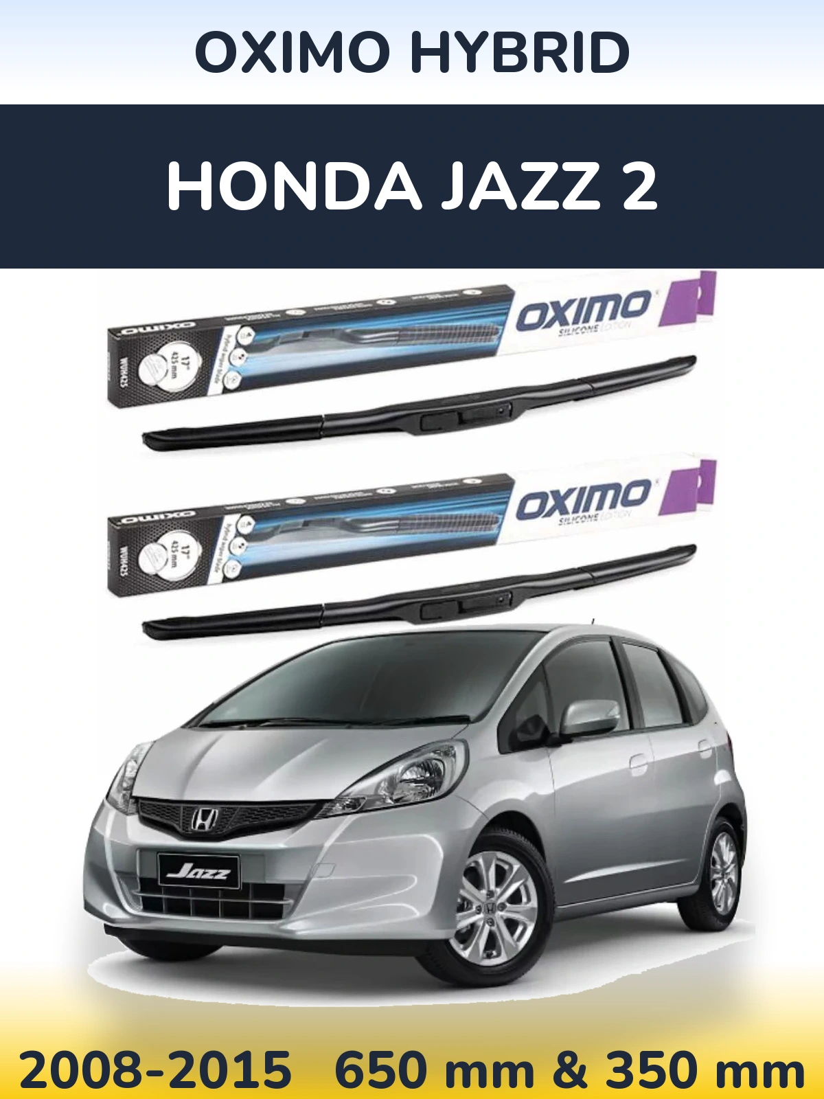 Комплект передних дворников Oximo Hybrid 650 & 350 мм для Honda Jazz 2 2008-2015