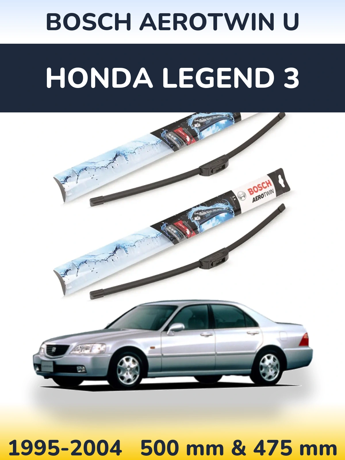 Komplet przednich wycieraczek BOSCH AeroTwin U 500 & 475 mm do Honda Legend 3 1995-2004