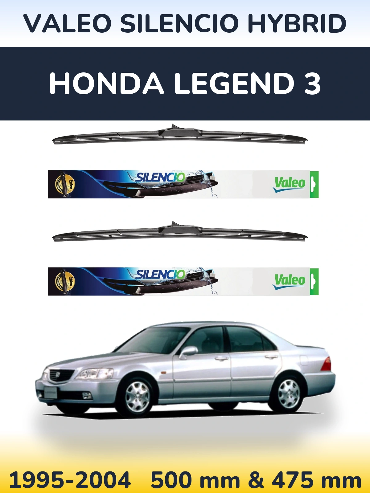 Комплект передних дворников Valeo Silencio Hybrid 500 & 475 мм для Honda Legend 3 1995-2004