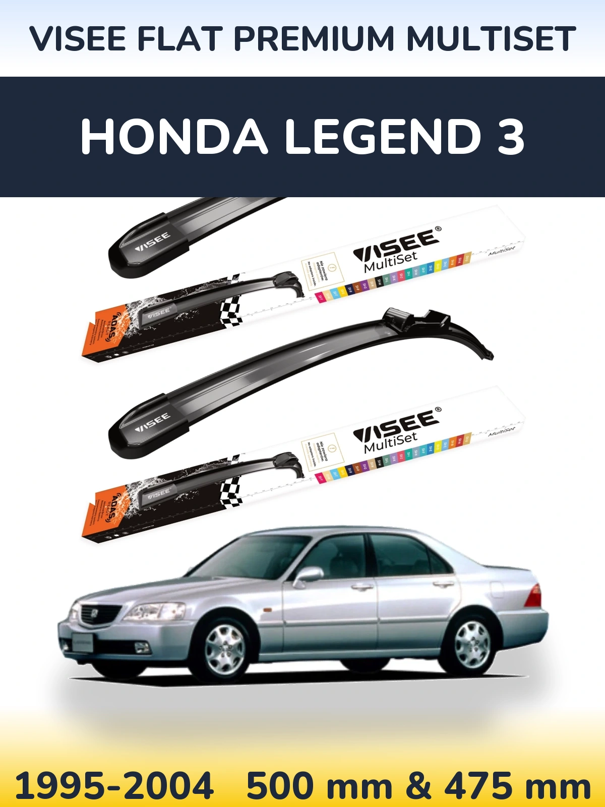 Komplet przednich wycieraczek VISEE FLAT PREMIUM MultiSet 500 & 475 mm do Honda Legend 3 1995-2004
