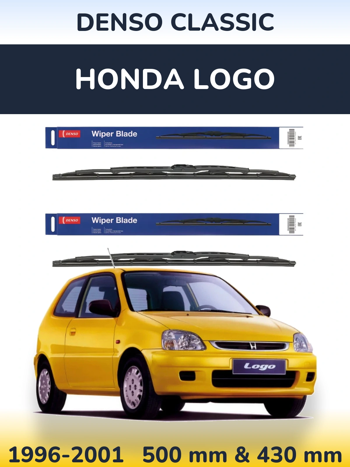 Komplet przednich wycieraczek Denso Classic 500 & 430 mm do Honda Logo 1996-2001