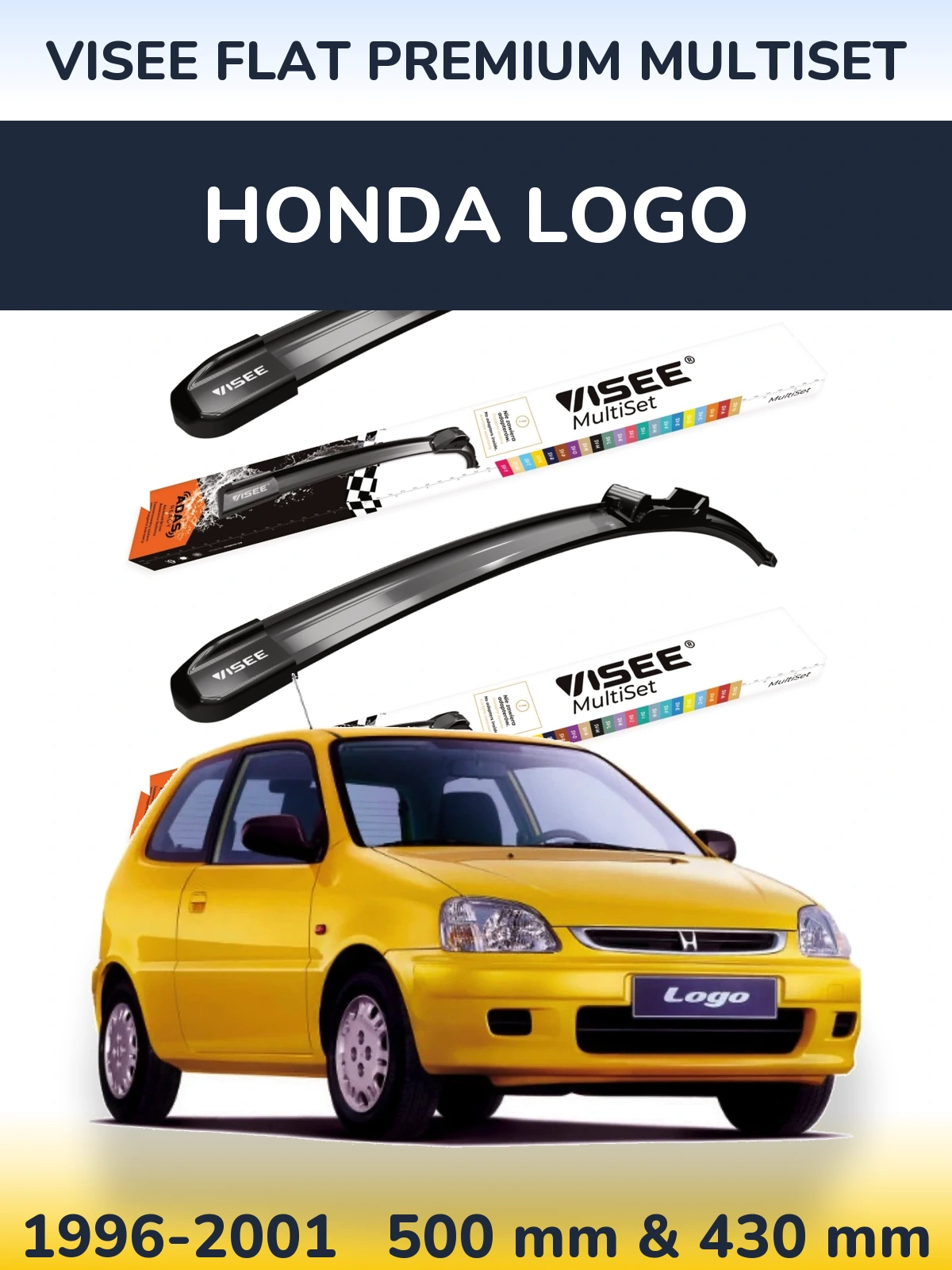 Komplet przednich wycieraczek VISEE FLAT PREMIUM MultiSet 500 & 430 mm do Honda Logo 1996-2001
