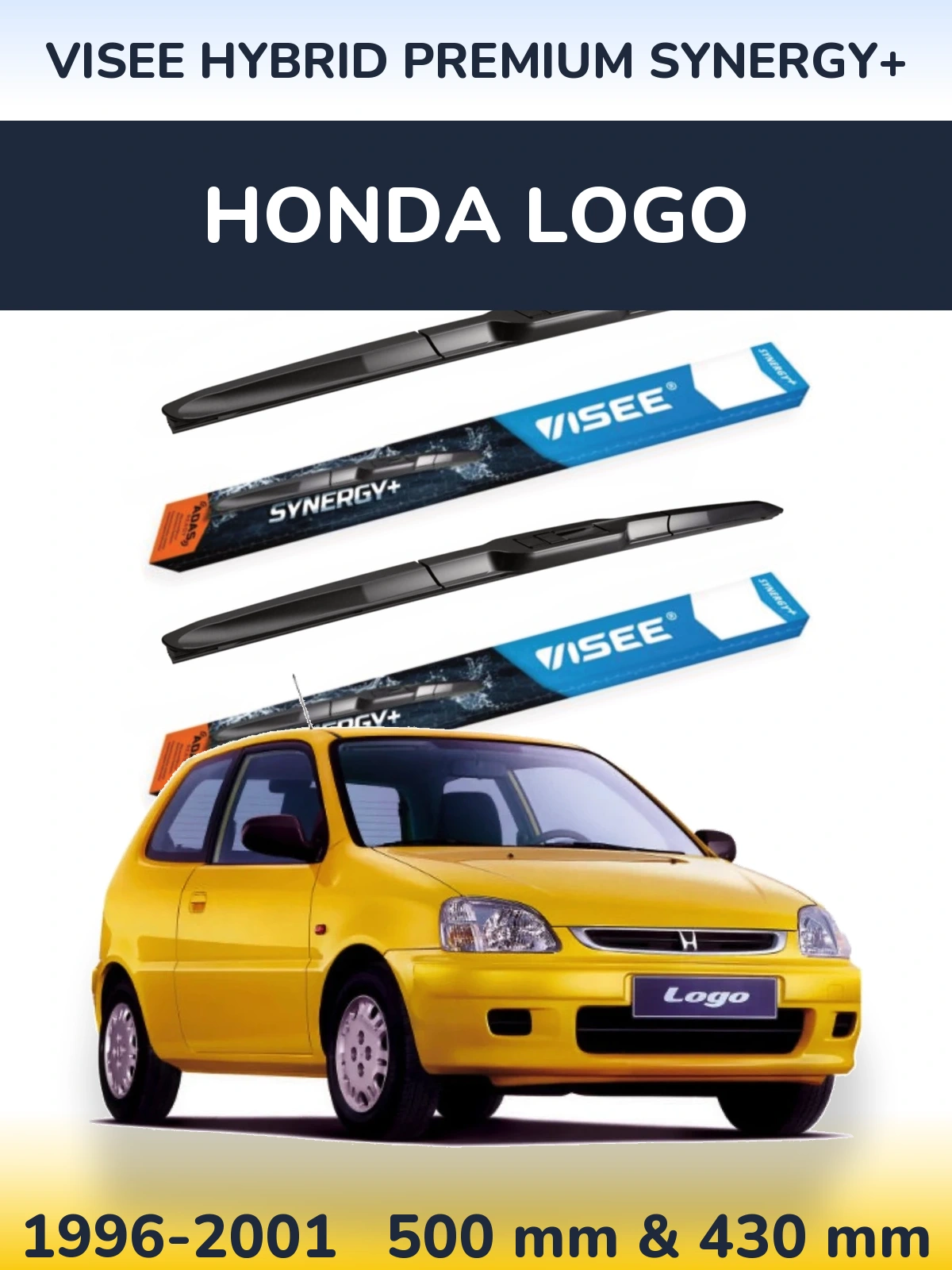 Комплект передних дворников VISEE HYBRID PREMIUM SYNERGY+ 500 & 430 мм для Honda Logo 1996-2001