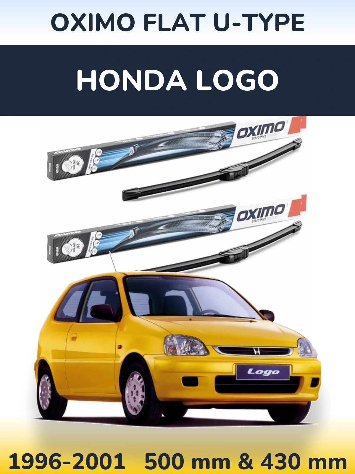 Komplet przednich wycieraczek Oximo Flat U-type 500 & 430 mm do Honda Logo 1996-2001