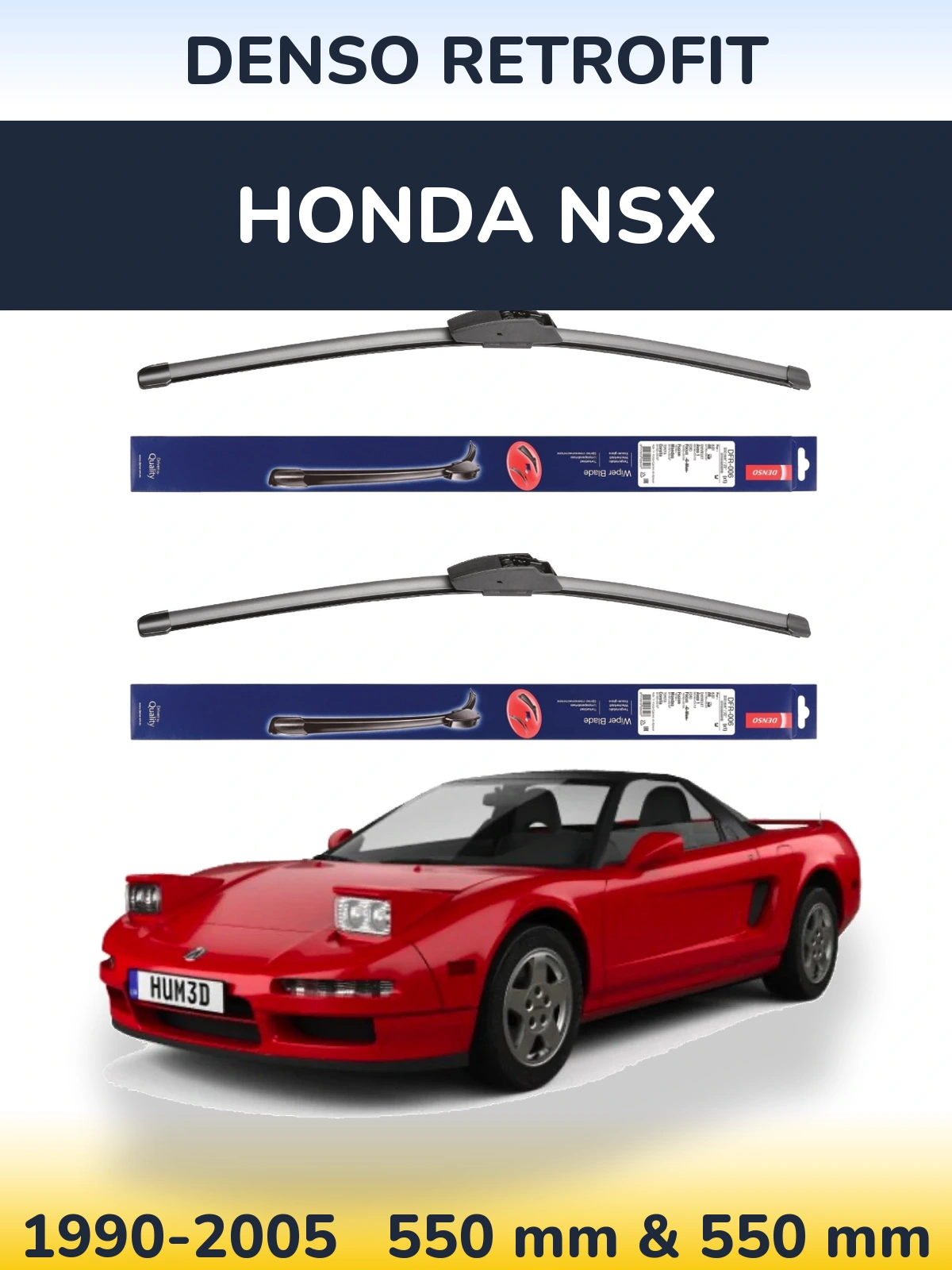 Komplet przednich wycieraczek Denso Retrofit 550 & 550 mm do Honda NSX 1990-2005