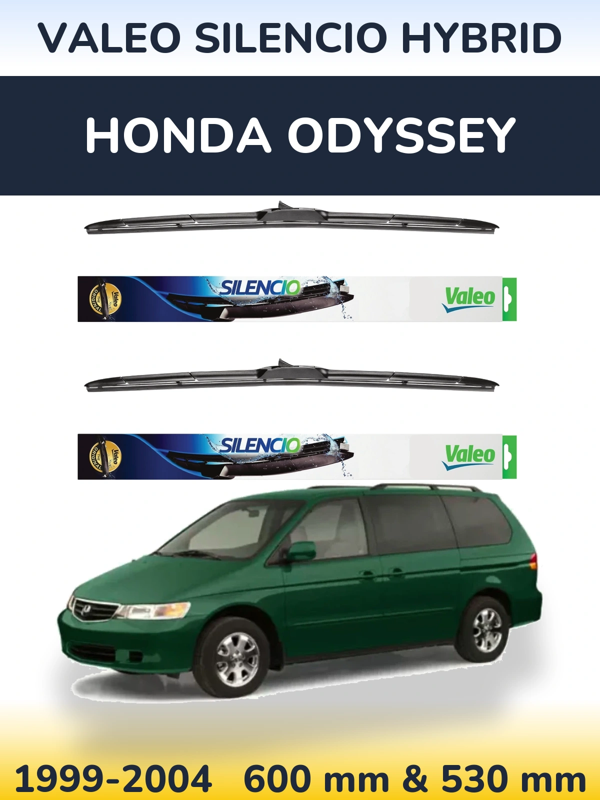 Komplet przednich wycieraczek Valeo Silencio Hybrid 600 & 530 mm do Honda Odyssey 2 1999-2004