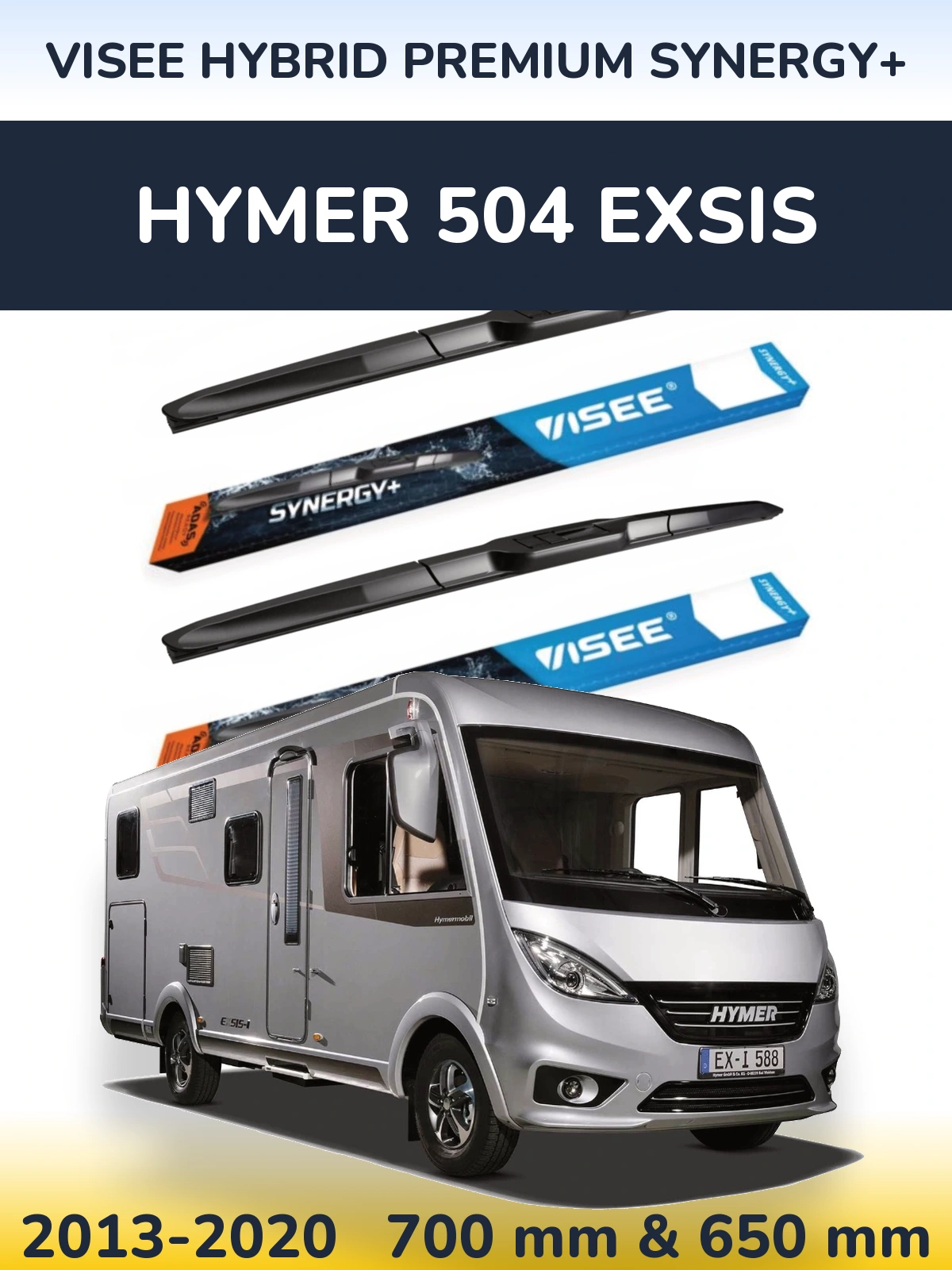 Комплект передних дворников VISEE HYBRID PREMIUM SYNERGY+ 700 & 650 мм для HYMER 504 EXSIS 2013-2020