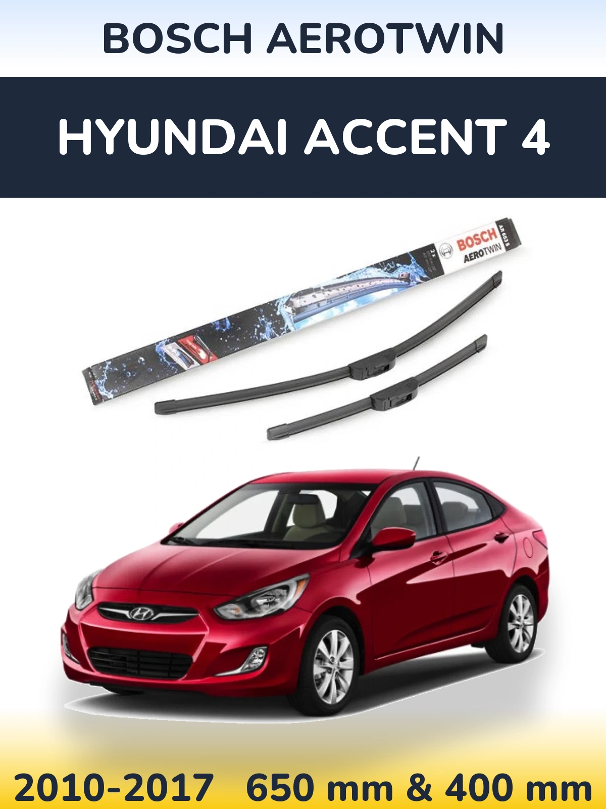 Komplet przednich wycieraczek BOSCH AeroTwin 650 & 400 mm do Hyundai Accent 4 2010-2017