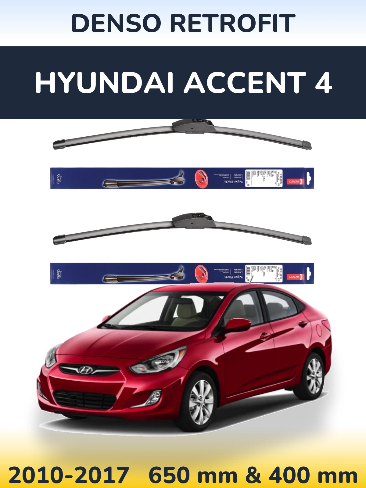 Komplet przednich wycieraczek Denso Retrofit 650 & 400 mm do Hyundai Accent 4 2010-2017