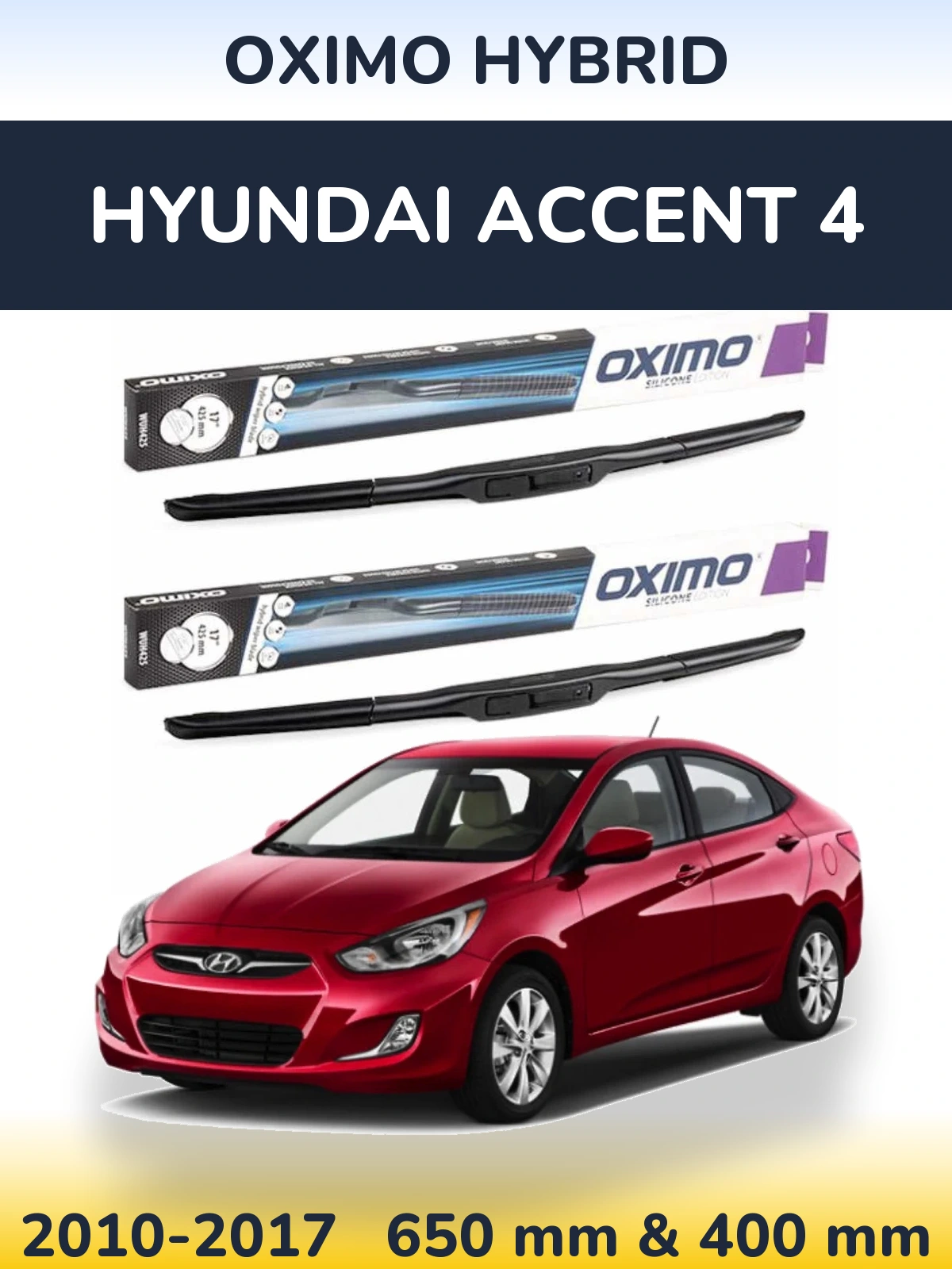 Komplet przednich wycieraczek Oximo Hybrid 650 & 400 mm do Hyundai Accent 4 2010-2017
