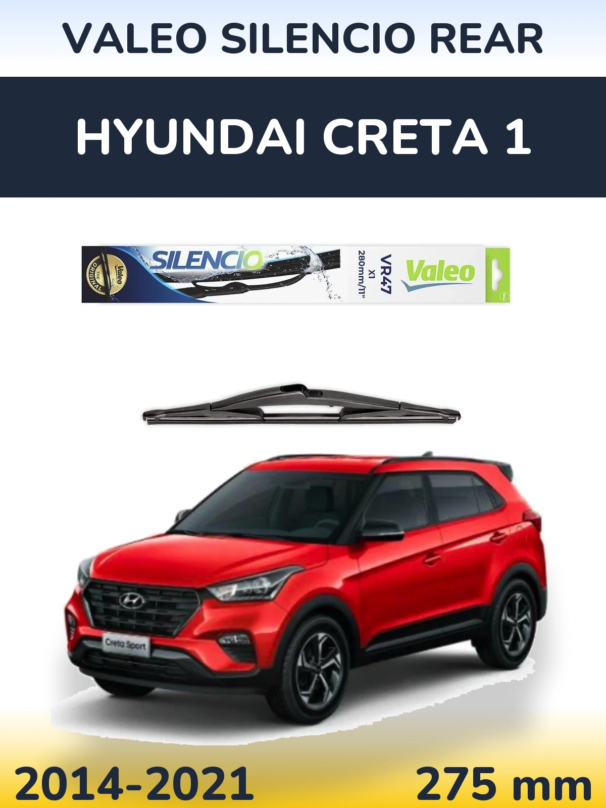 Rear wiper blade Valeo Silencio Rear 280 mm for Hyundai Creta 1 2014-2021