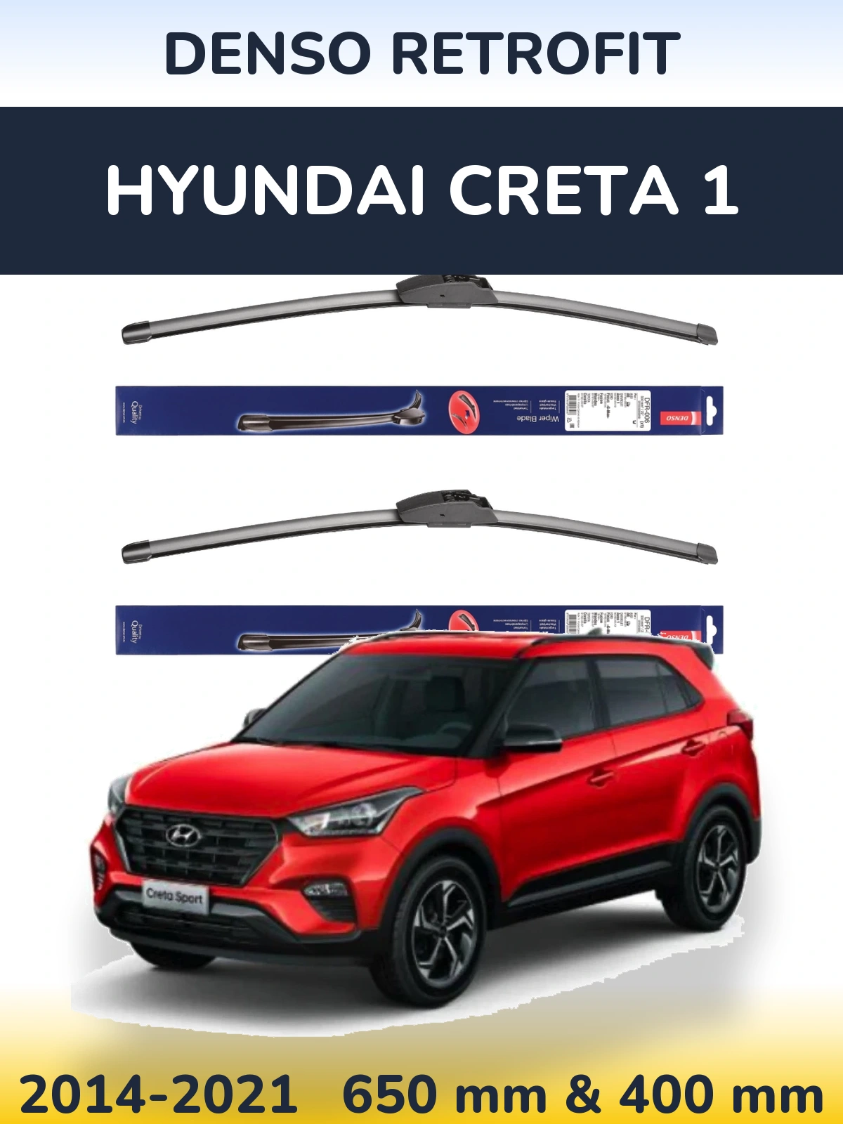 Комплект передних дворников Denso Retrofit 650 & 400 мм для Hyundai Creta 1 2014-2021