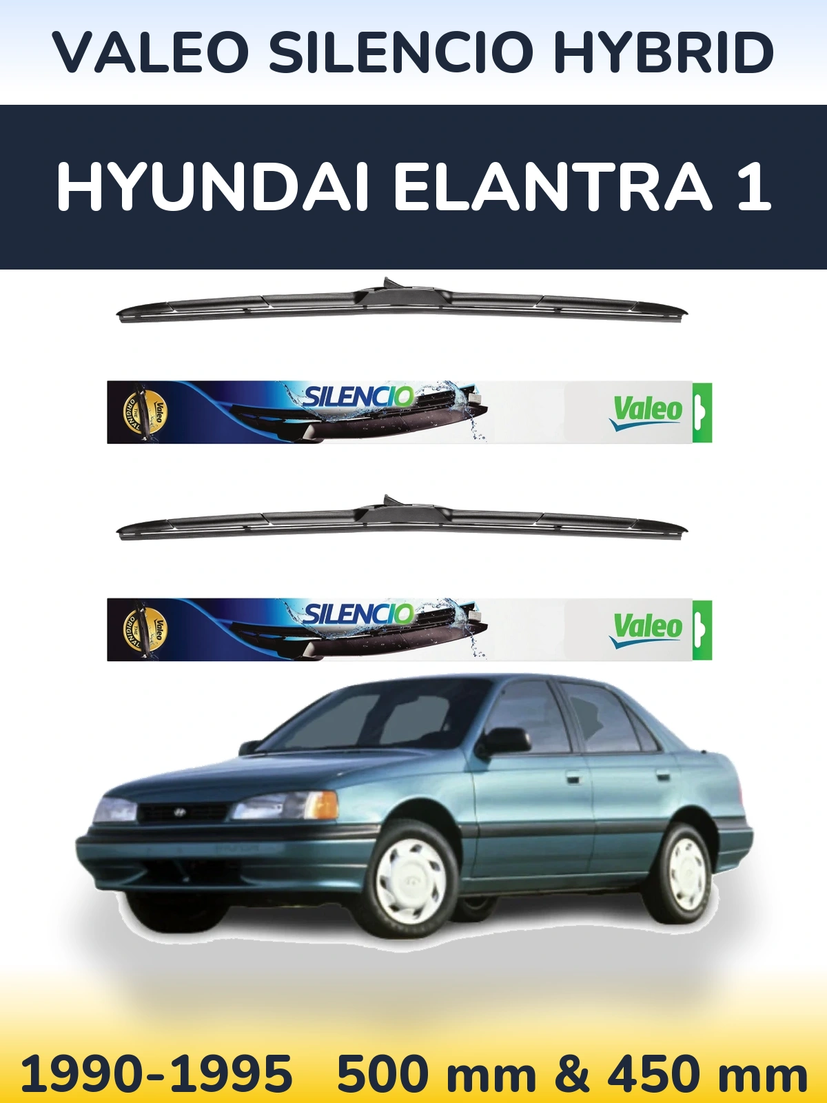 Комплект передних дворников Valeo Silencio Hybrid 500 & 450 мм для Hyundai Elantra 1 1990-1995
