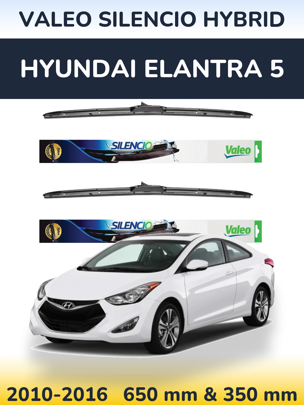 Комплект передних дворников Valeo Silencio Hybrid 650 & 350 мм для Hyundai Elantra 5 2010-2016