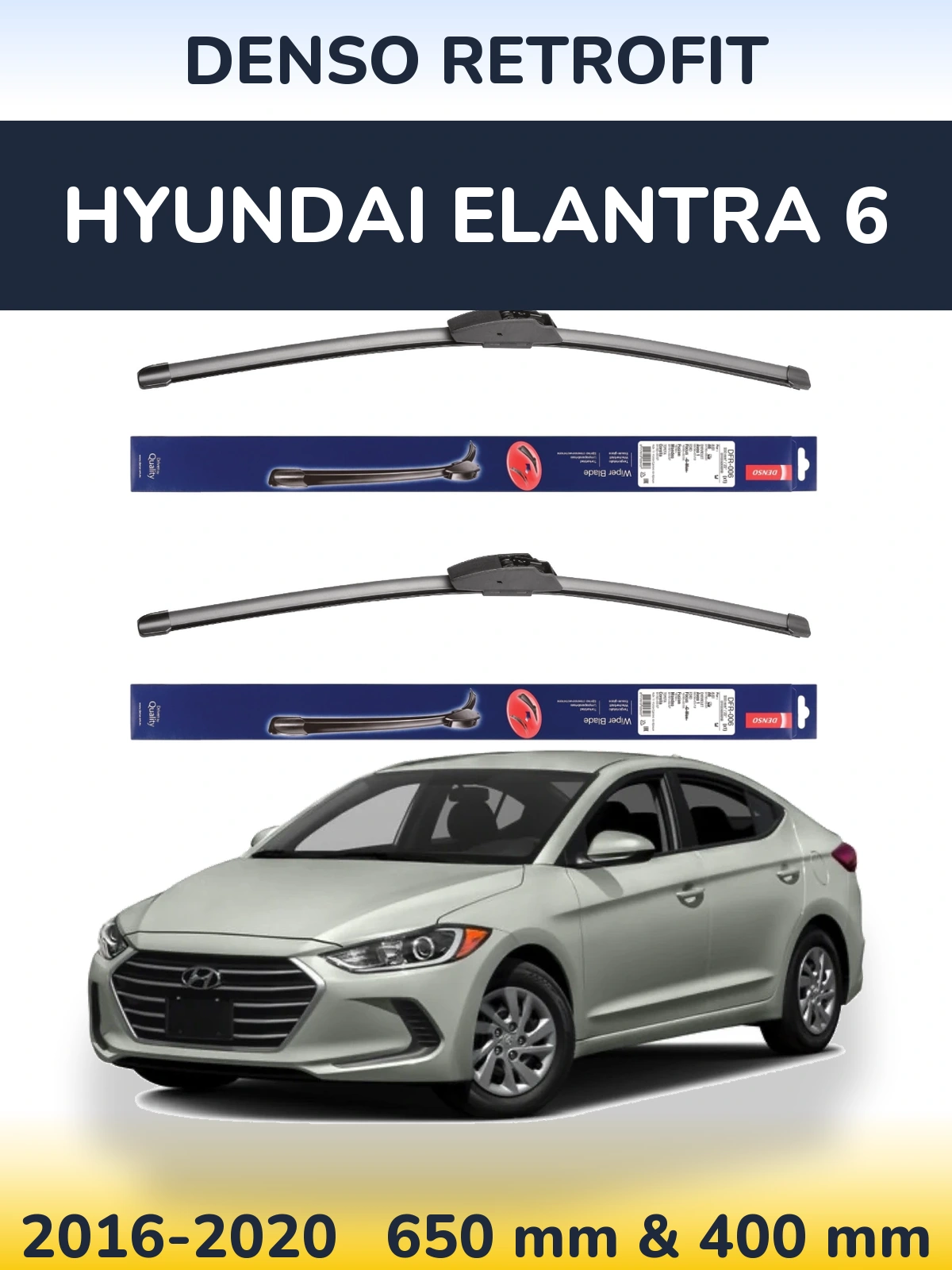 Komplet przednich wycieraczek Denso Retrofit 650 & 400 mm do Hyundai Elantra 6 2016-2020