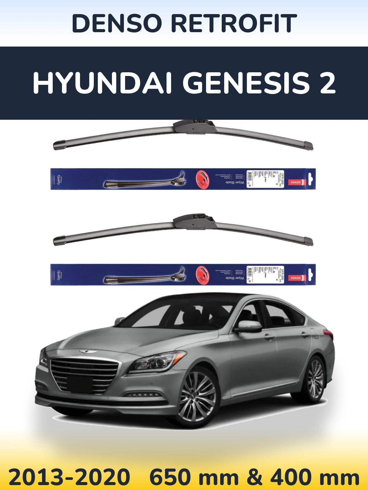 Komplet przednich wycieraczek Denso Retrofit 650 & 400 mm do Hyundai Genesis 2 2013-2020