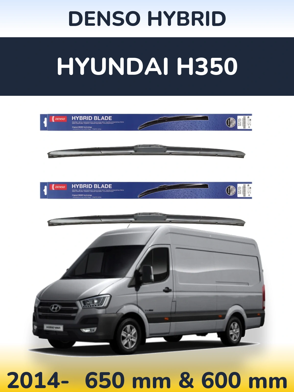 Komplet przednich wycieraczek Denso Hybrid 650 & 600 mm do Hyundai H350 2014-2026