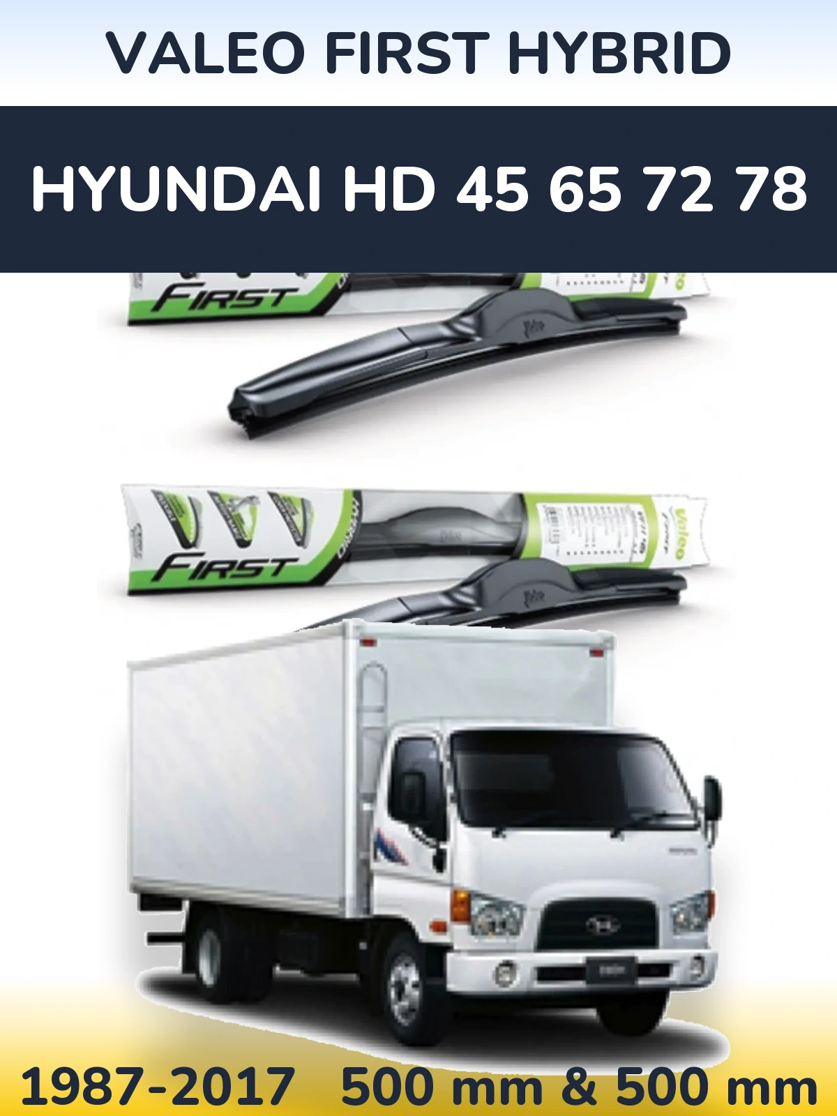 Комплект передних дворников Valeo First Hybrid 500 & 500 мм для Hyundai HD 45 65 72 78 1987-2017