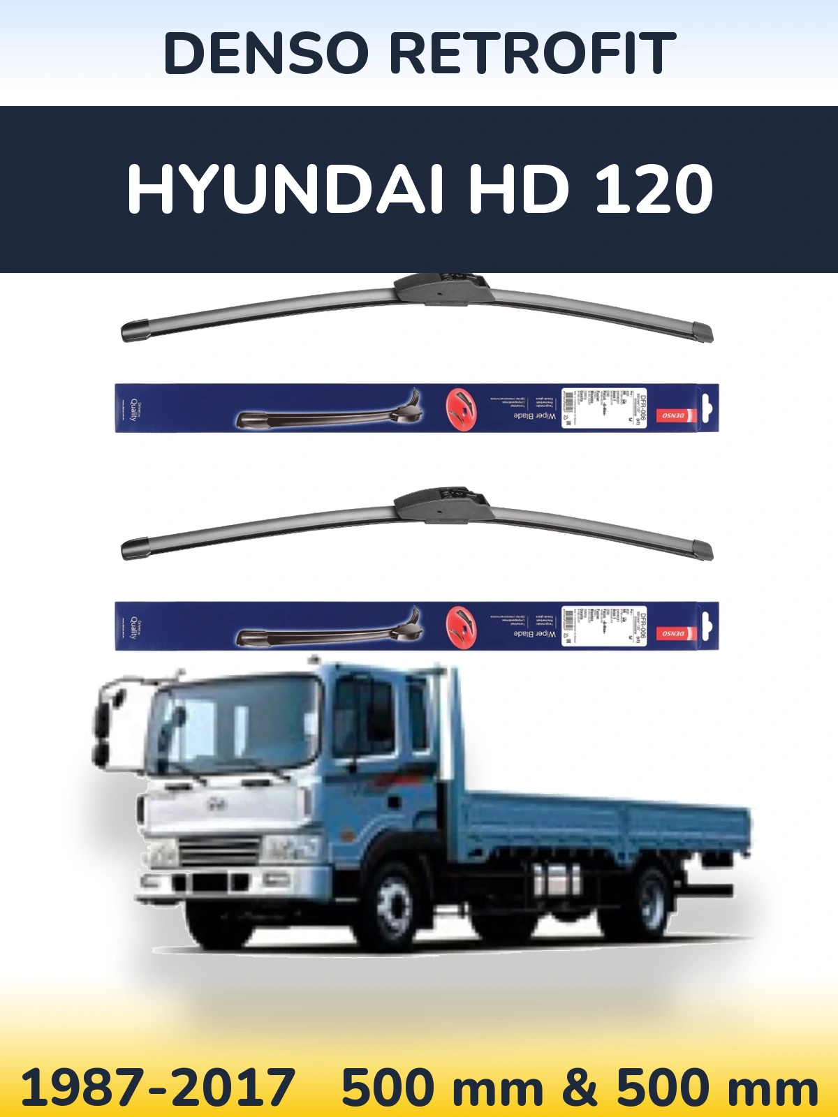 Комплект передних дворников Denso Retrofit 500 & 500 мм для Hyundai HD 120 1987-2017