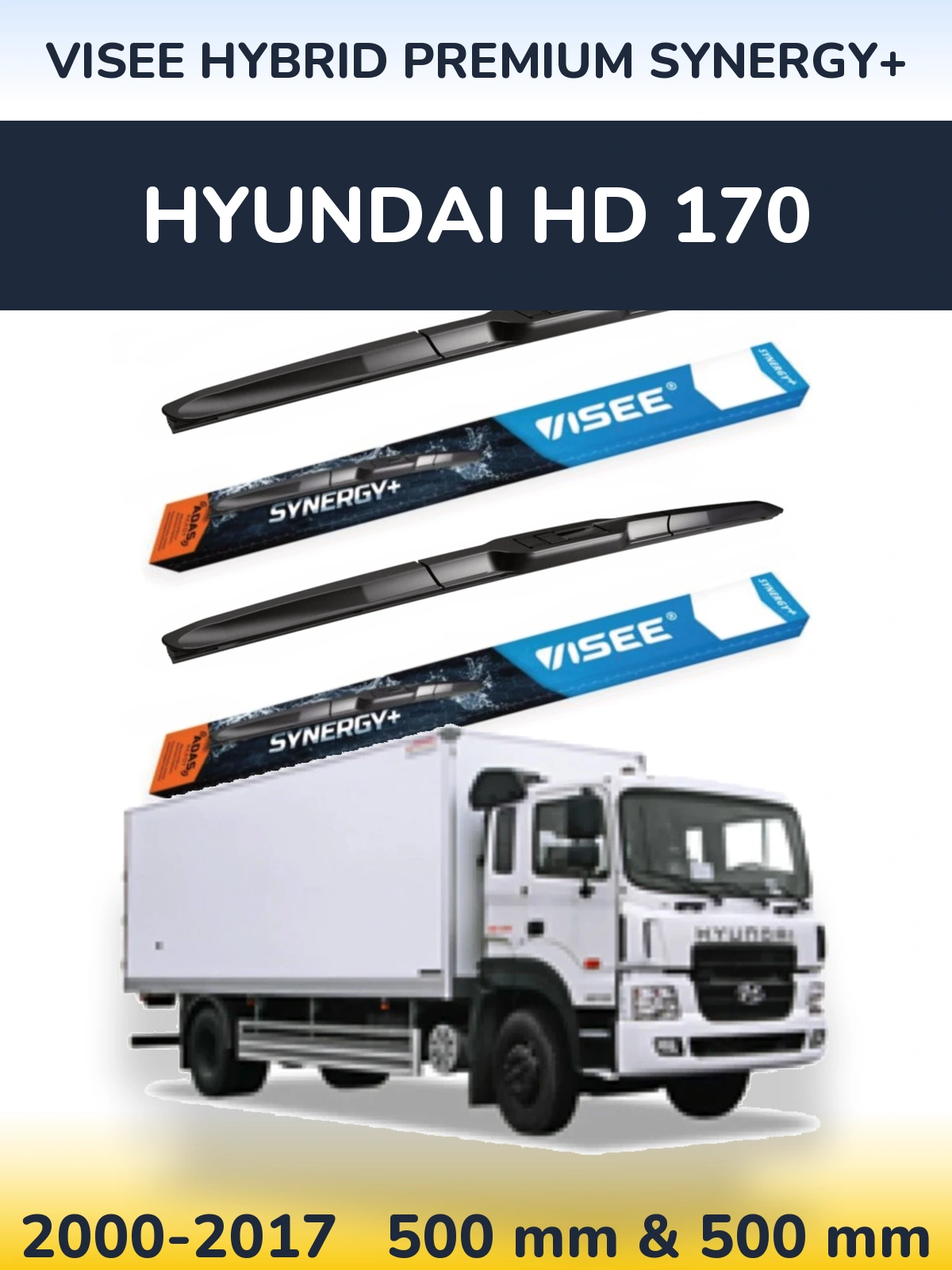 Комплект передних дворников VISEE HYBRID PREMIUM SYNERGY+ 500 & 500 мм для Hyundai HD 170 2000-2017