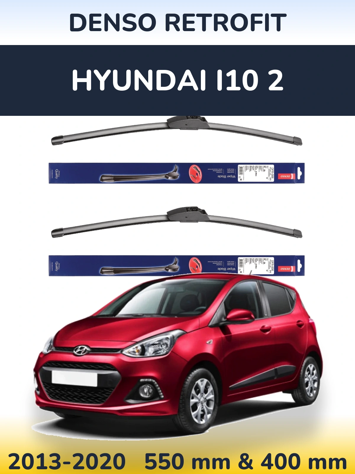 Komplet przednich wycieraczek Denso Retrofit 550 & 400 mm do Hyundai i10 2 2013-2020