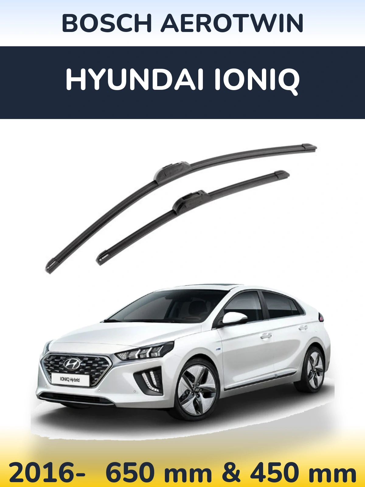 Komplet przednich wycieraczek BOSCH AeroTwin 650 & 450 mm do Hyundai IONIQ 2016-2026