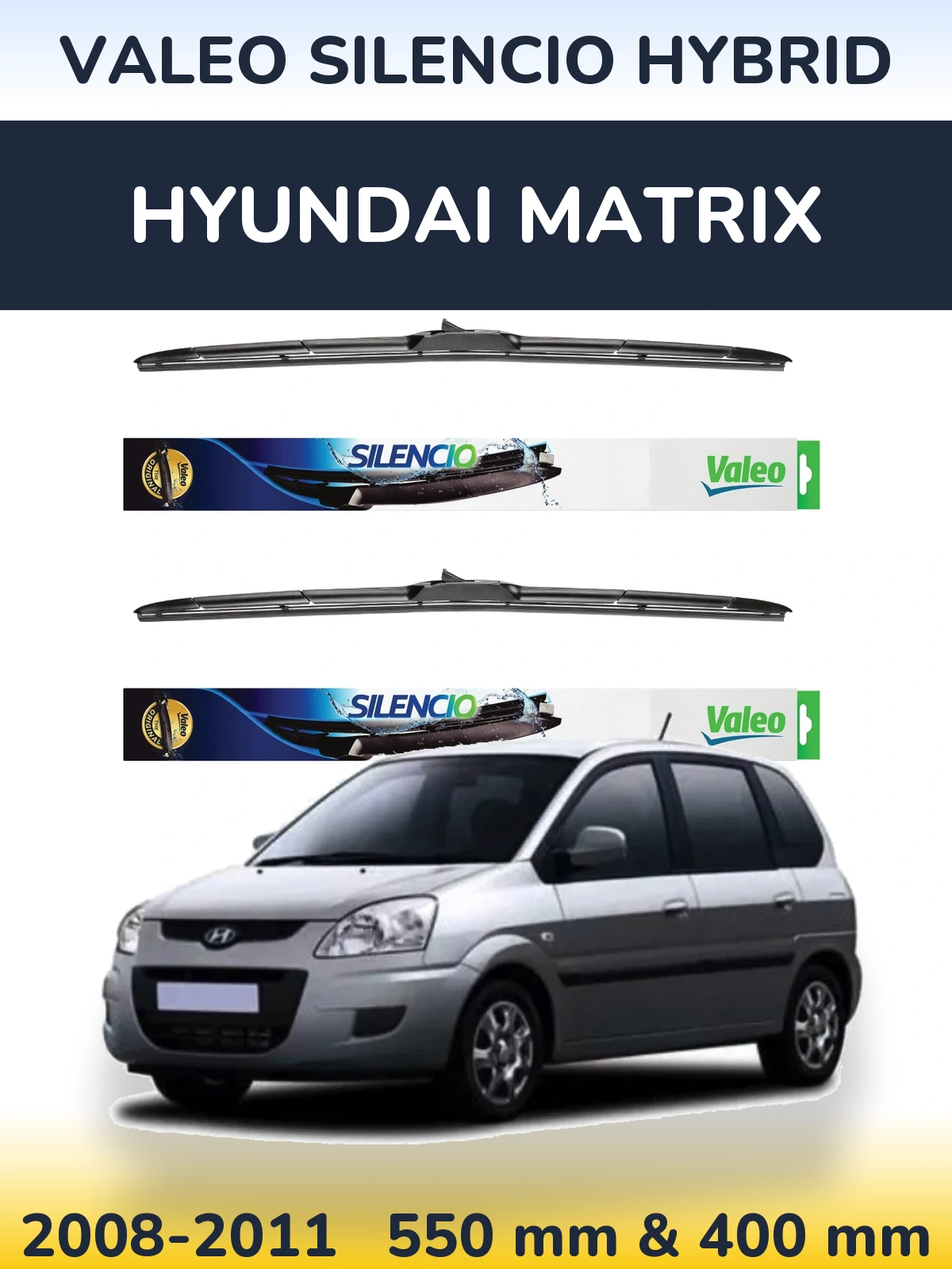 Комплект передних дворников Valeo Silencio Hybrid 550 & 400 мм для Hyundai Matrix 2008-2011