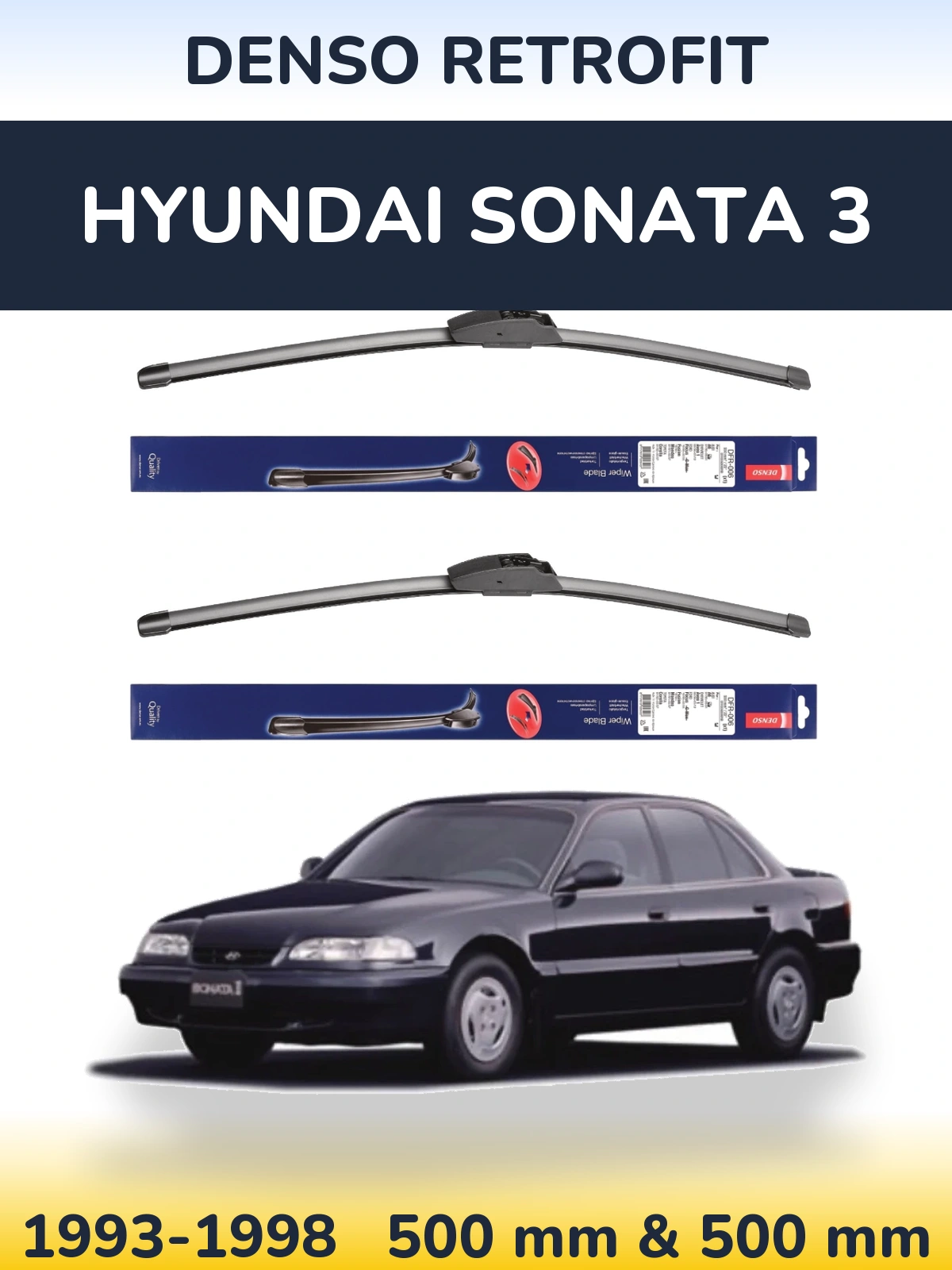 Komplet przednich wycieraczek Denso Retrofit 500 & 500 mm do Hyundai Sonata 3 1993-1998