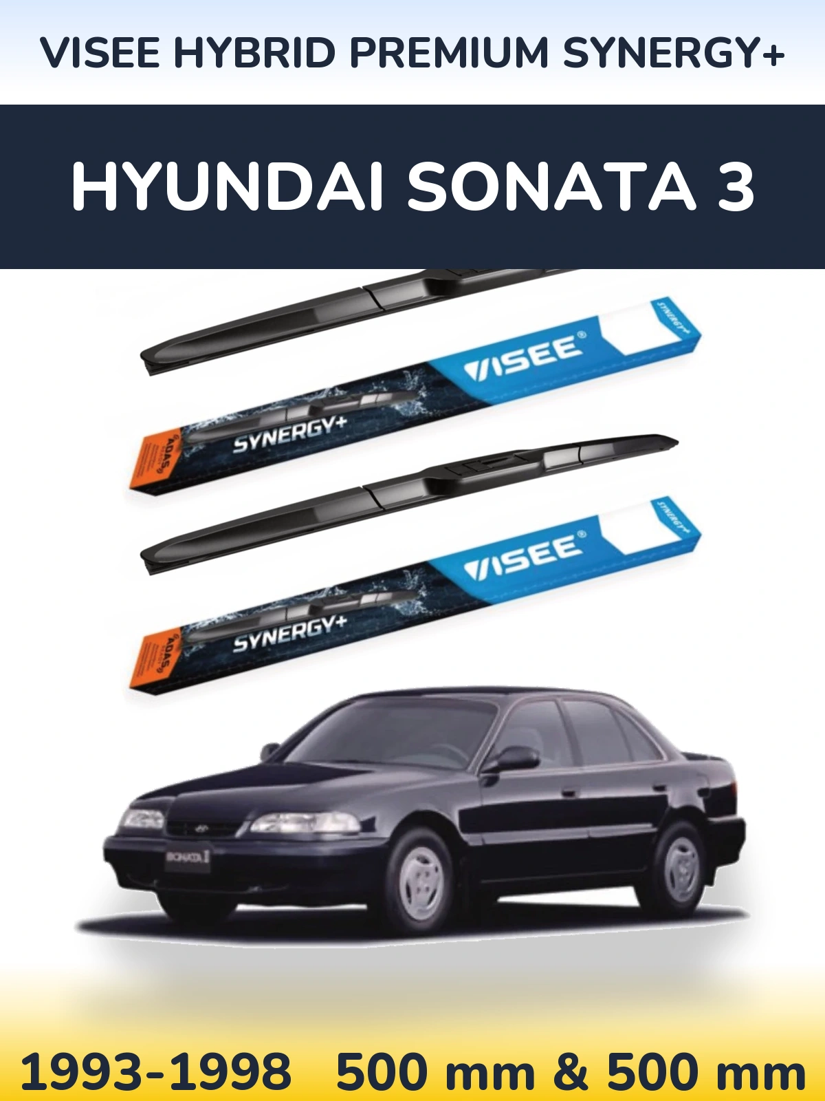 Komplet przednich wycieraczek VISEE HYBRID PREMIUM SYNERGY+ 500 & 500 mm do Hyundai Sonata 3 1993-1998