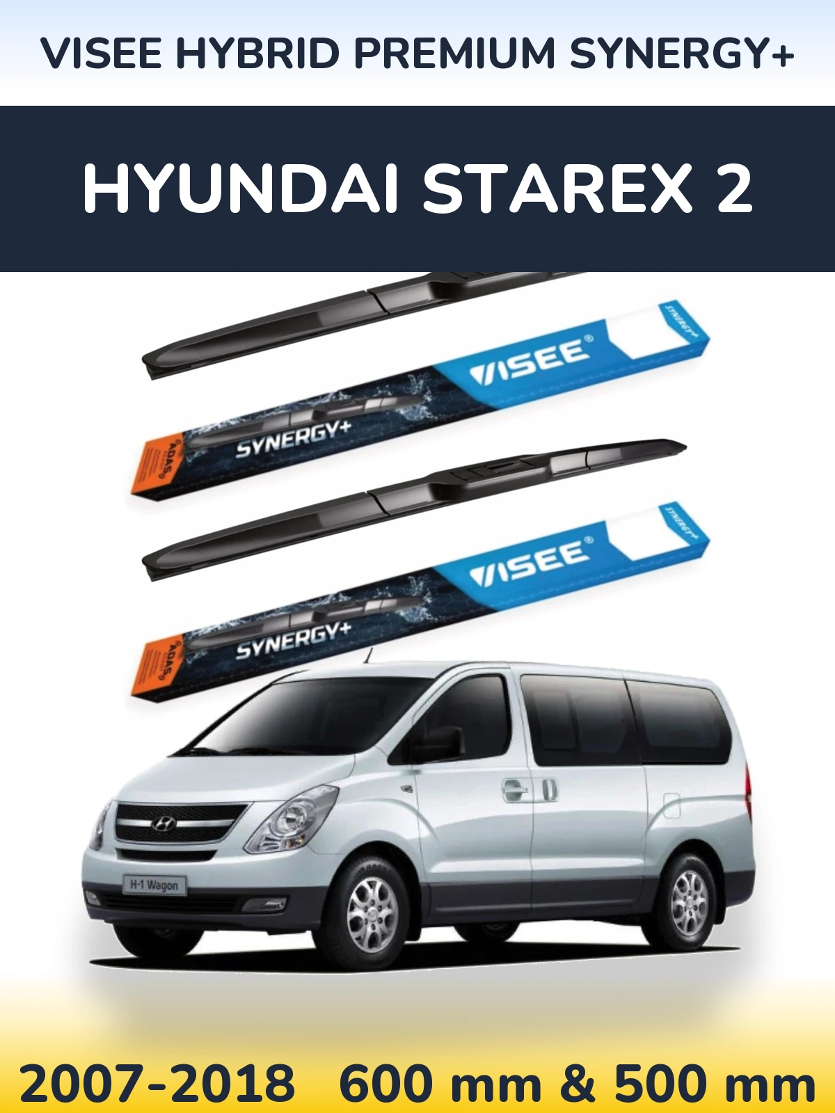 Комплект передних дворников VISEE HYBRID PREMIUM SYNERGY+ 600 & 500 мм для Hyundai Starex 2 2007-2018