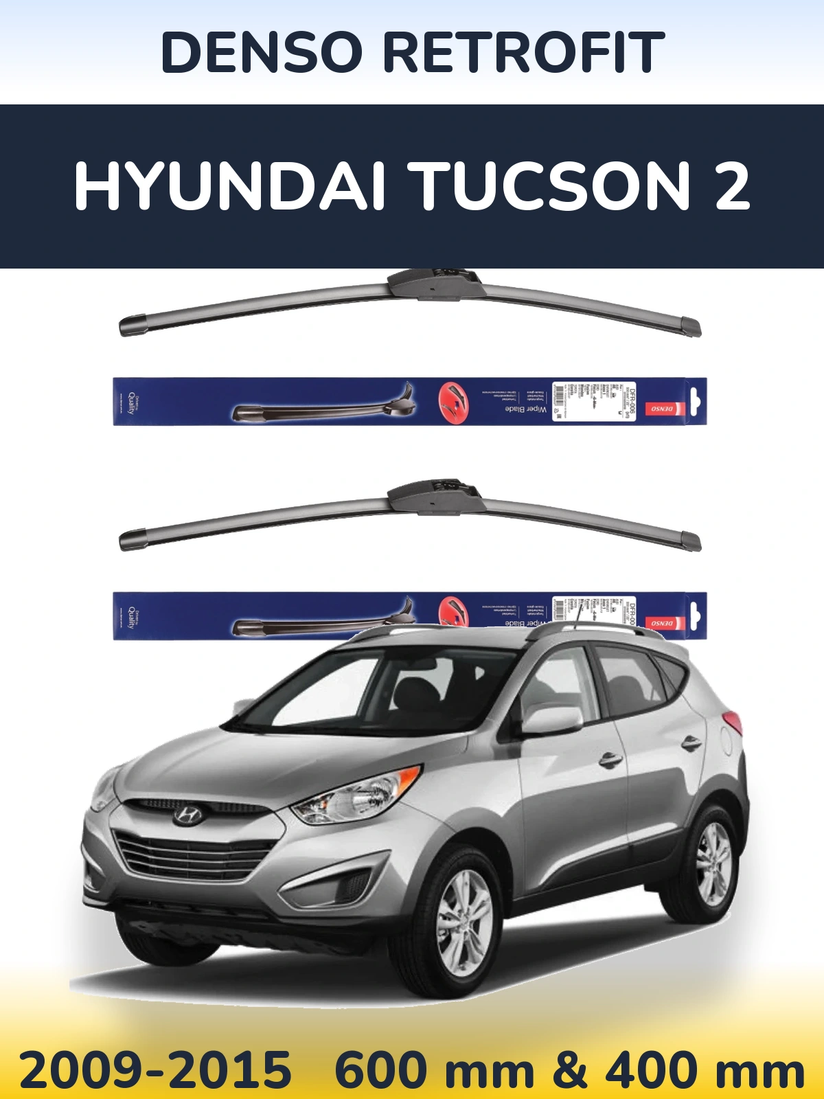 Комплект передних дворников Denso Retrofit 600 & 400 мм для Hyundai Tucson 2 2009-2015