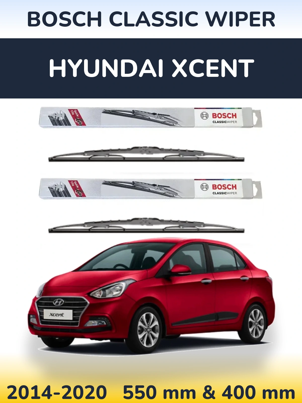Komplet przednich wycieraczek BOSCH Classic Wiper 550 & 400 mm do Hyundai Xcent 2014-2020