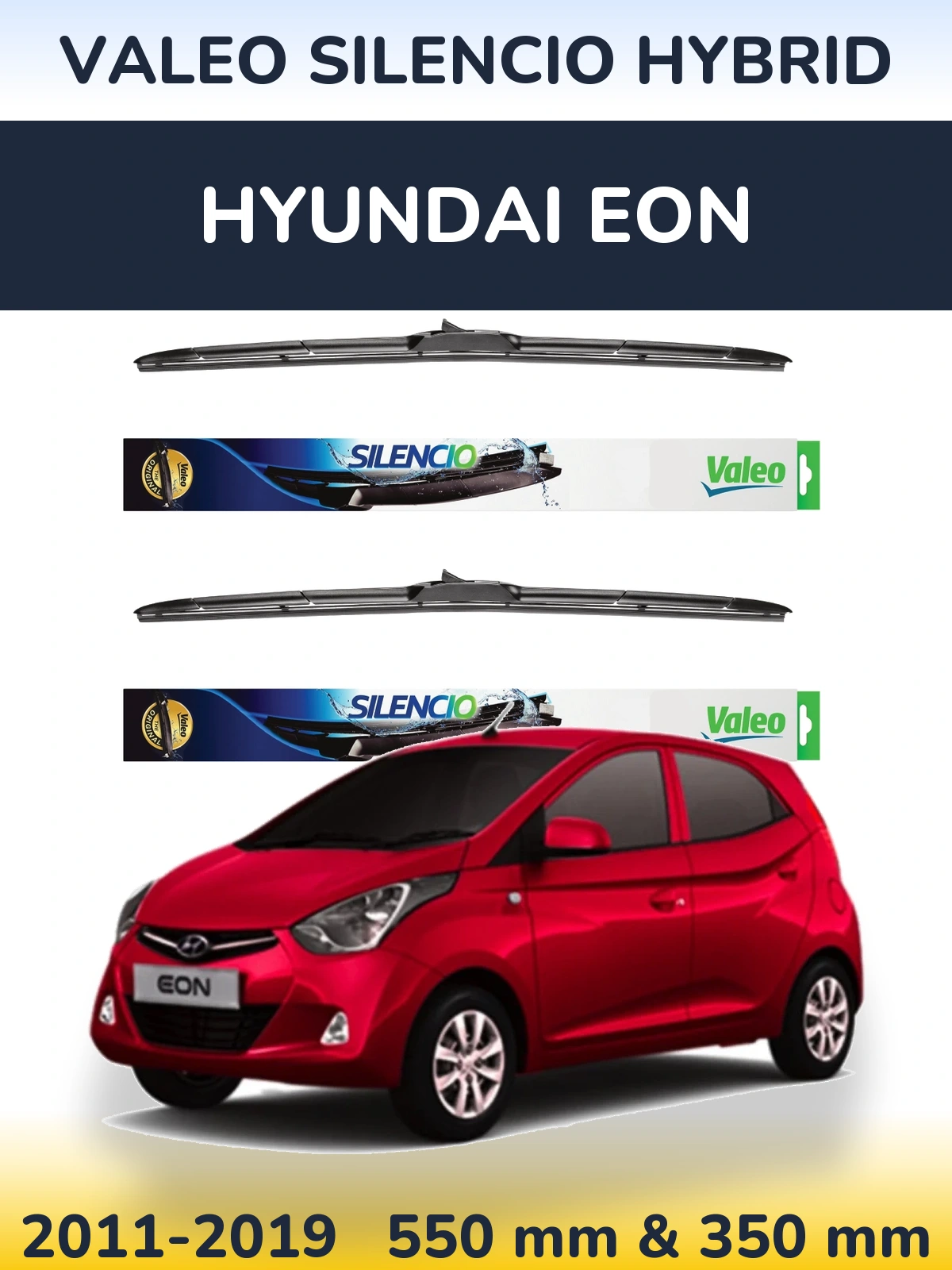 Komplet przednich wycieraczek Valeo Silencio Hybrid 550 & 350 mm do Hyundai EON 2011-2019