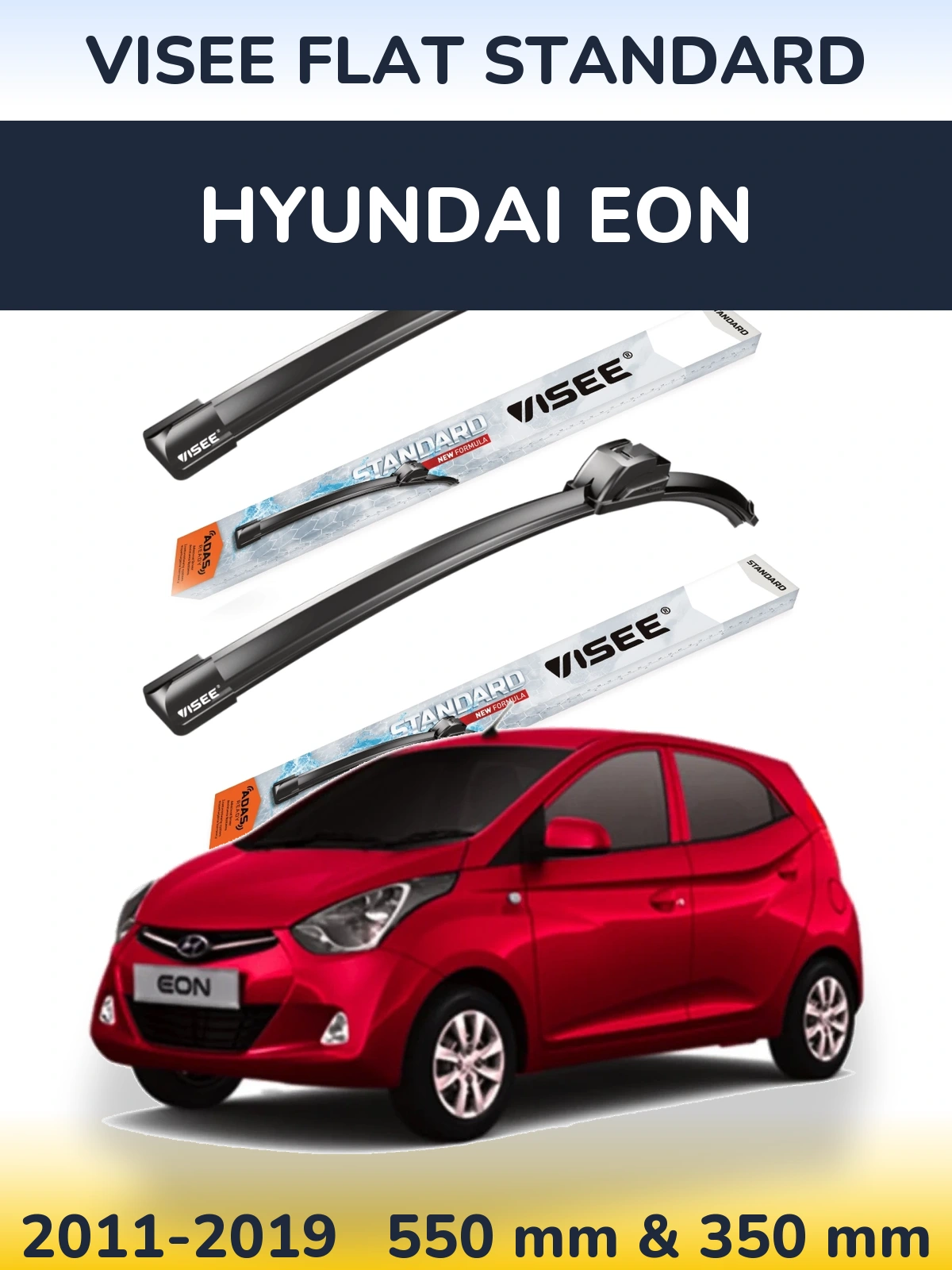 Komplet przednich wycieraczek VISEE FLAT STANDARD 550 & 350 mm do Hyundai EON 2011-2019