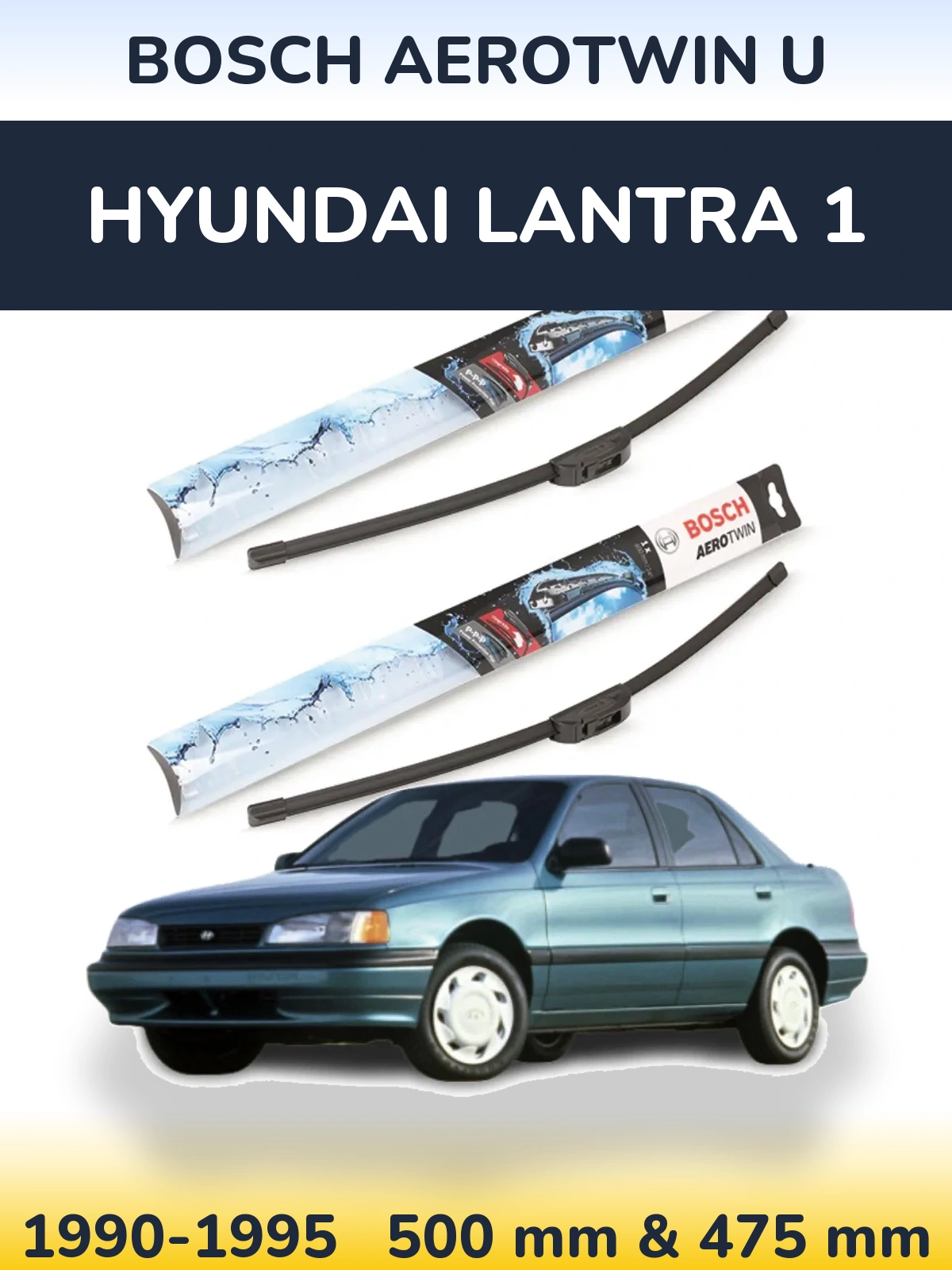 Komplet przednich wycieraczek BOSCH AeroTwin U 500 & 475 mm do Hyundai Lantra 1 1990-1995