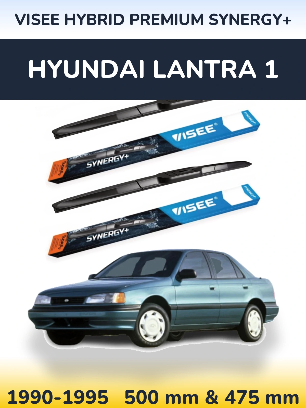 Komplet przednich wycieraczek VISEE HYBRID PREMIUM SYNERGY+ 500 & 475 mm do Hyundai Lantra 1 1990-1995