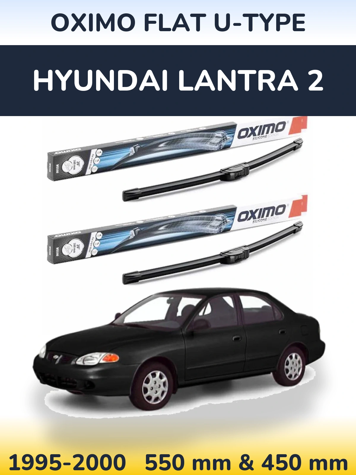 Комплект передних дворников Oximo Flat U-type 550 & 450 мм для Hyundai Lantra 2 1995-2000