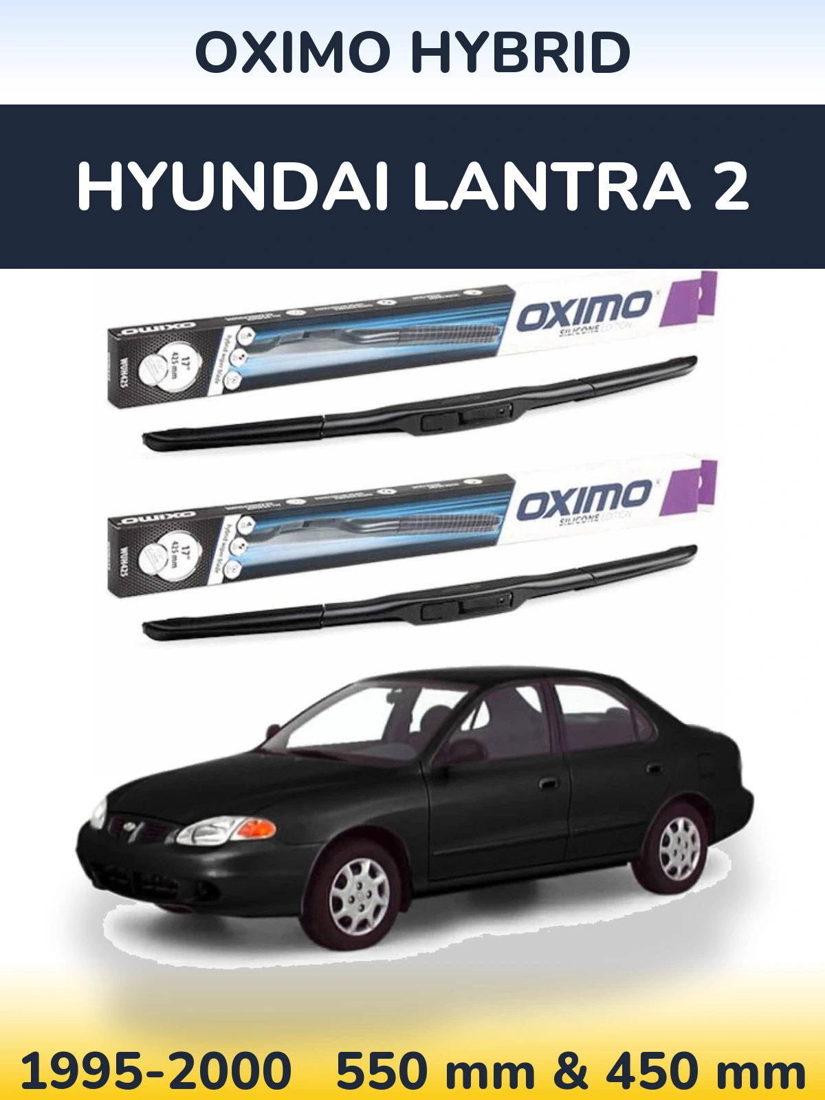 Комплект передних дворников Oximo Hybrid 550 & 450 мм для Hyundai Lantra 2 1995-2000