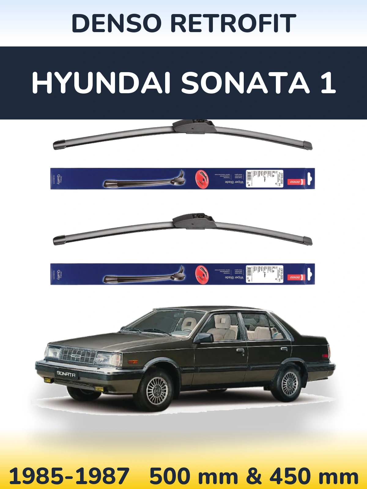 Комплект передних дворников Denso Retrofit 500 & 450 мм для Hyundai Sonata 1 1985-1987