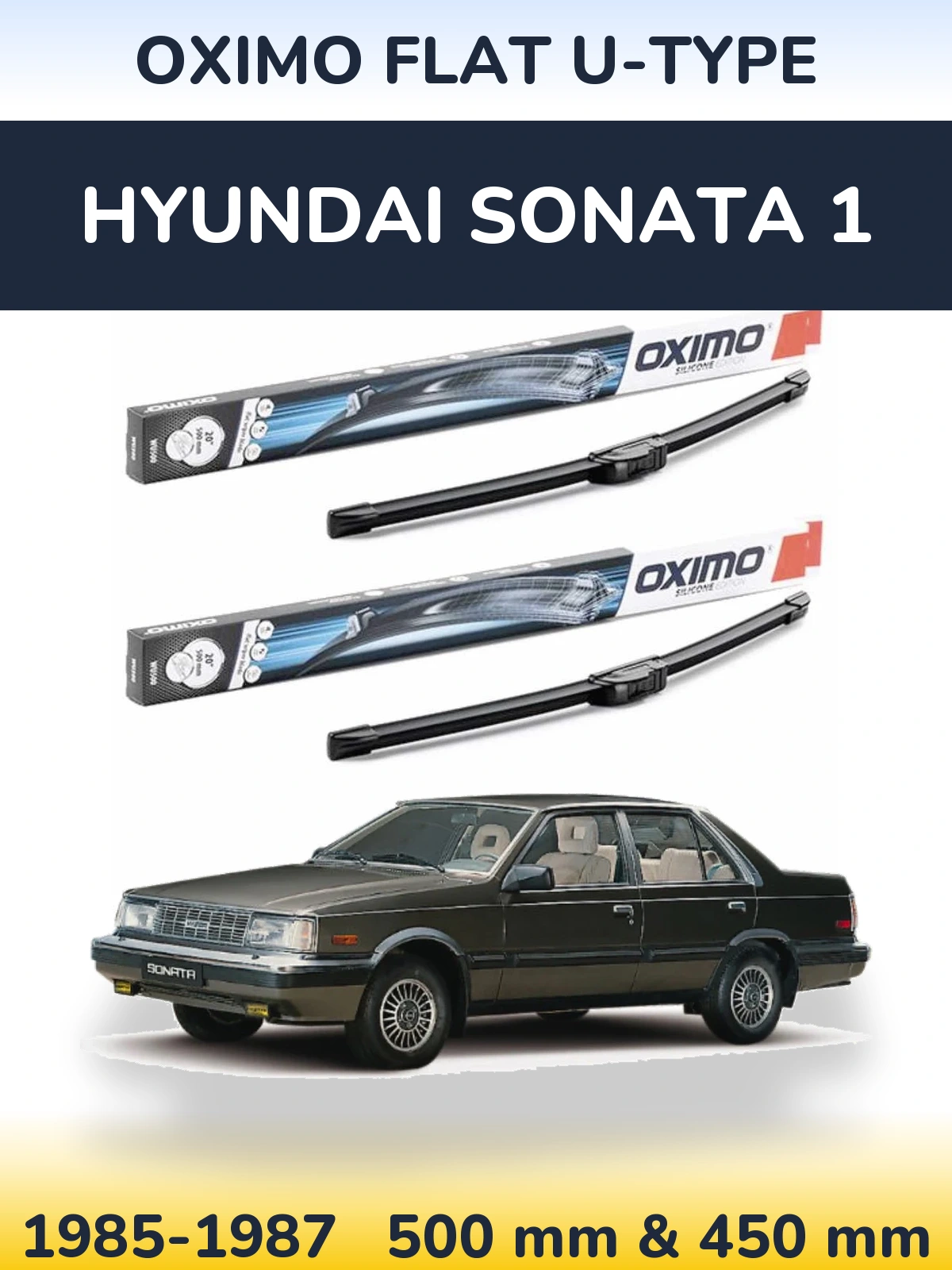 Komplet przednich wycieraczek Oximo Flat U-type 500 & 450 mm do Hyundai Sonata 1 1985-1987