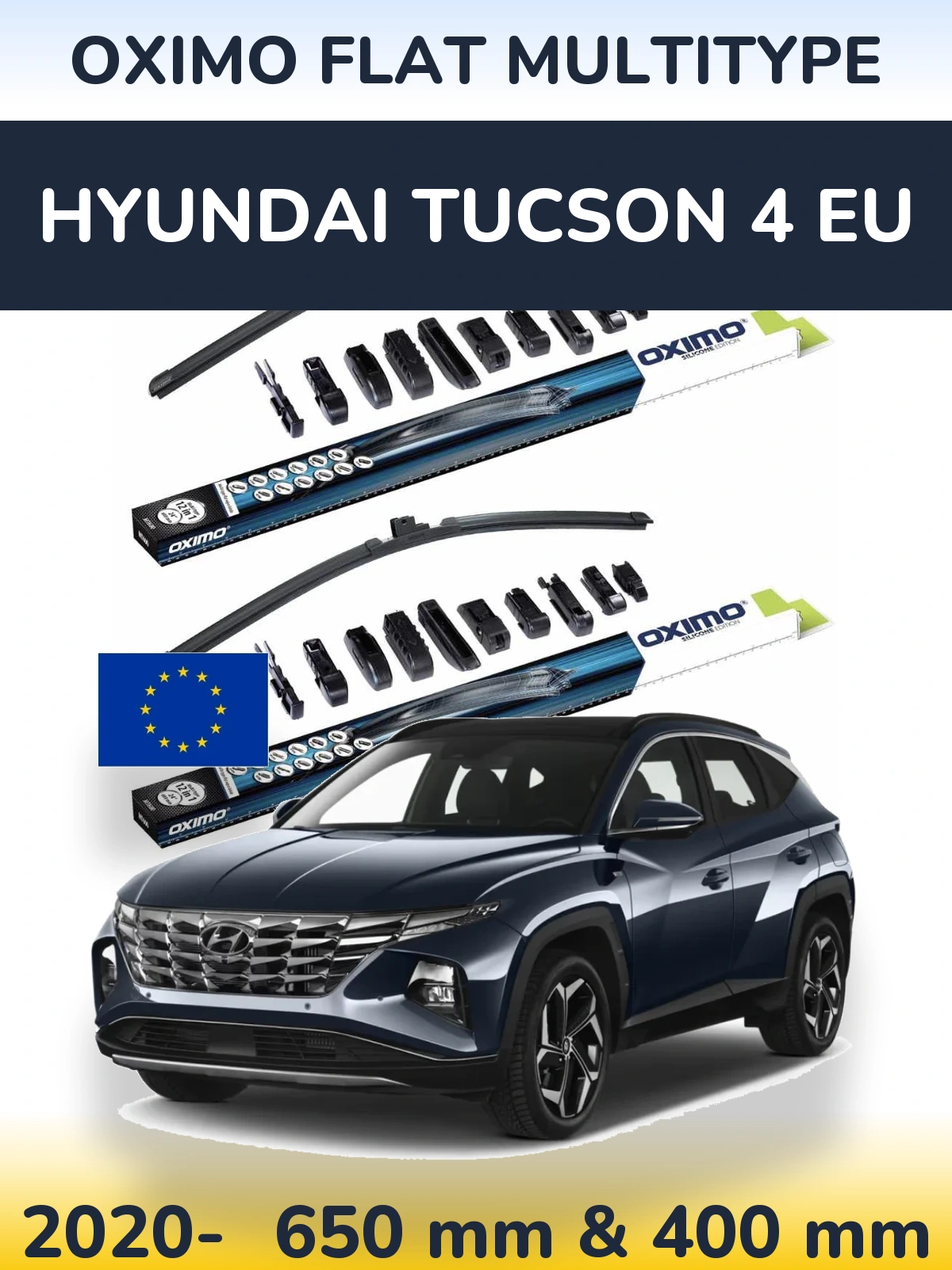 Komplet przednich wycieraczek Oximo Flat MultiType 650 & 400 mm do Hyundai Tucson 4 EU 2020-2026