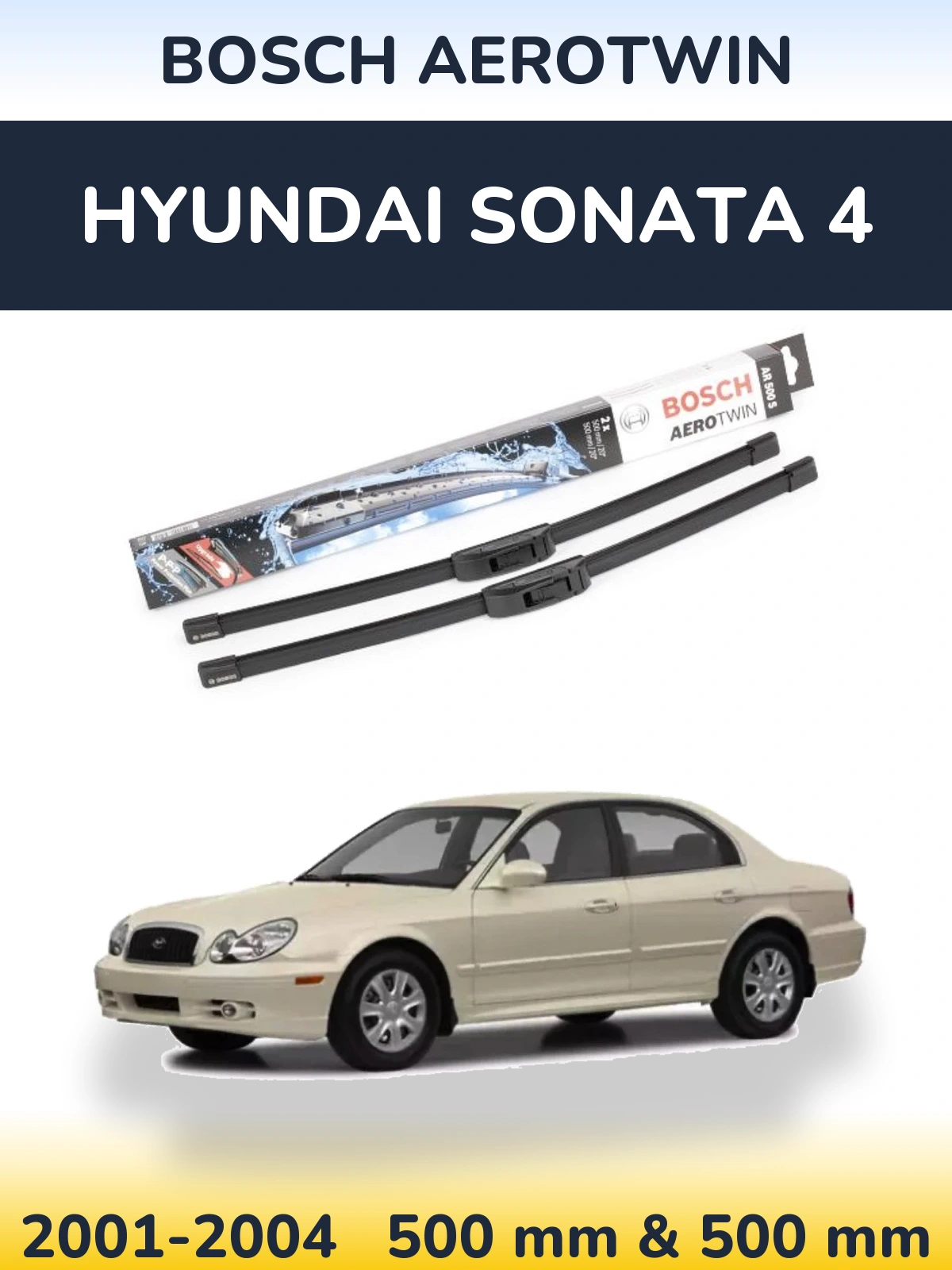 Komplet przednich wycieraczek BOSCH AeroTwin 500 & 500 mm do Hyundai Sonata 4 2001-2004