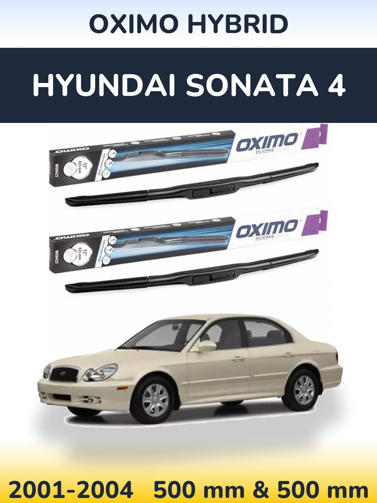 Komplet przednich wycieraczek Oximo Hybrid 500 & 500 mm do Hyundai Sonata 4 2001-2004