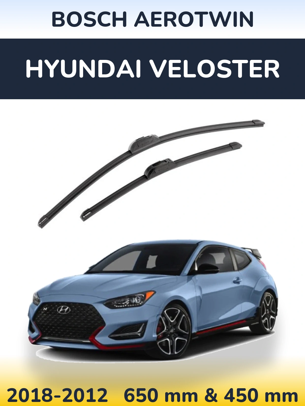 Front wiper blade set BOSCH AeroTwin 650 & 450 mm for Hyundai Veloster 2018-2012