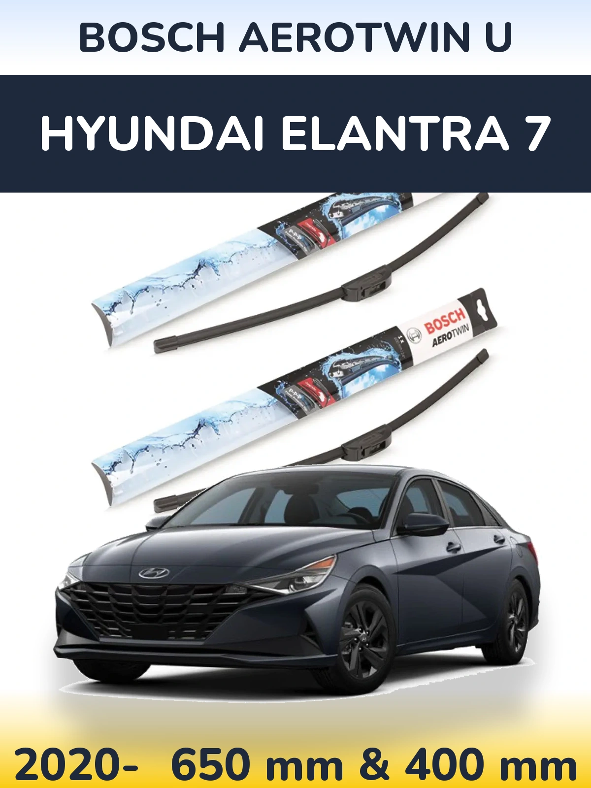 Komplet przednich wycieraczek BOSCH AeroTwin U 650 & 400 mm do Hyundai Elantra 7 2020-2026