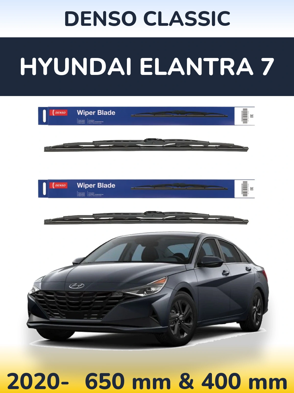 Komplet przednich wycieraczek Denso Classic 650 & 400 mm do Hyundai Elantra 7 2020-2026