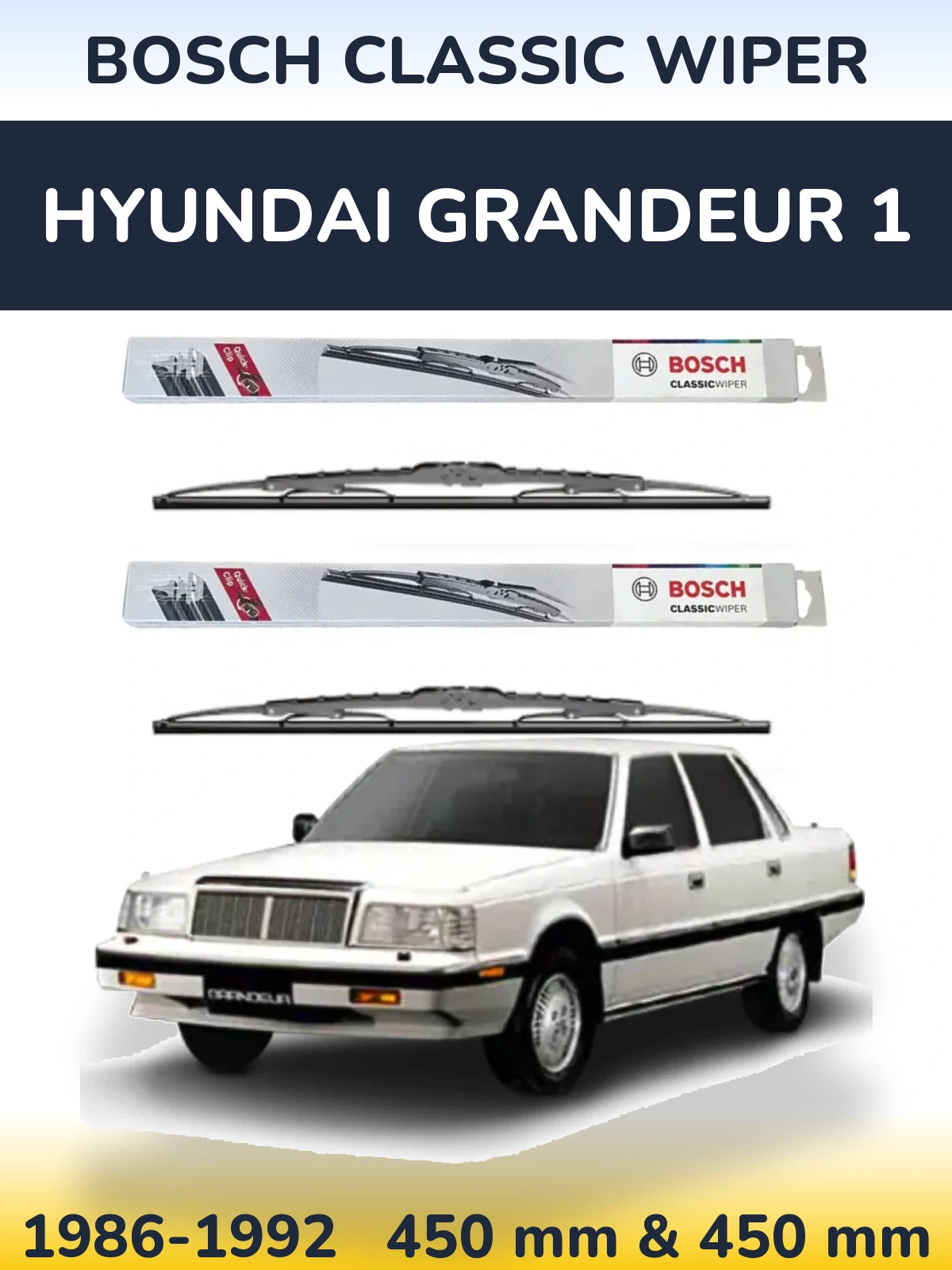 Komplet przednich wycieraczek BOSCH Classic Wiper 450 & 450 mm do Hyundai Grandeur 1 1986-1992