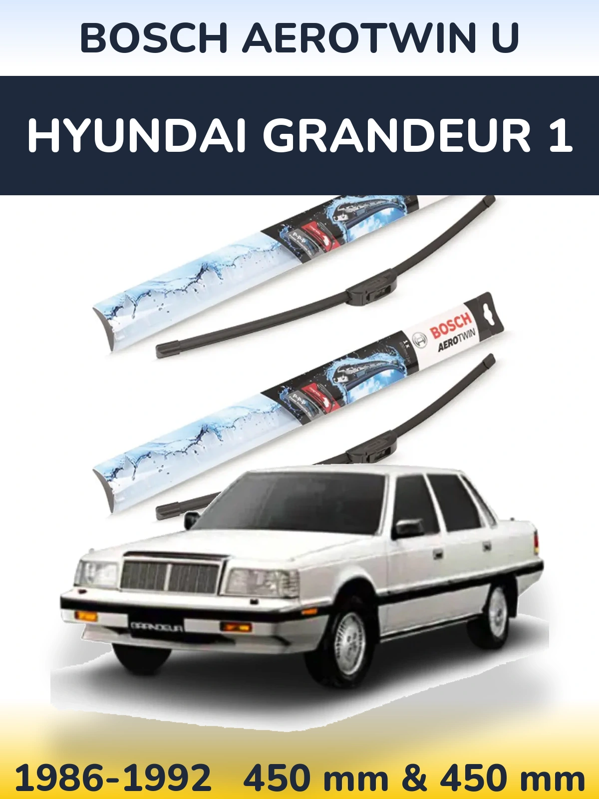 Komplet przednich wycieraczek BOSCH AeroTwin U 450 & 450 mm do Hyundai Grandeur 1 1986-1992