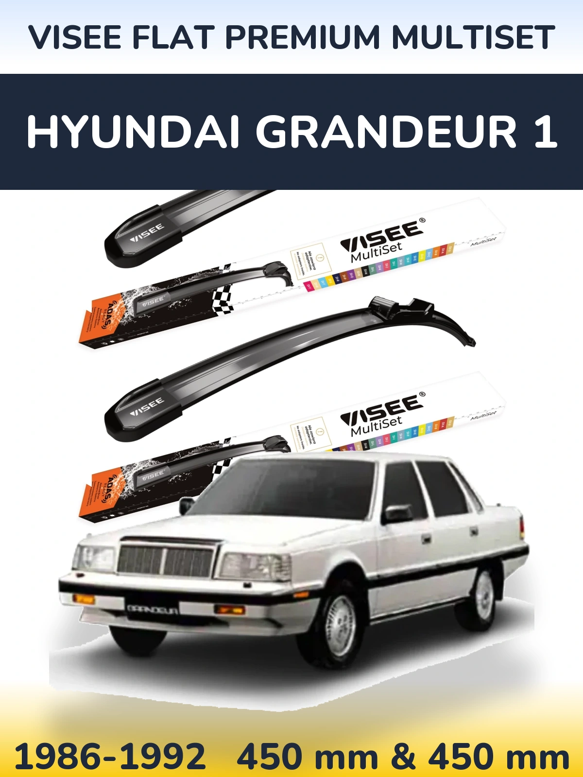 Komplet przednich wycieraczek VISEE FLAT PREMIUM MultiSet 450 & 450 mm do Hyundai Grandeur 1 1986-1992