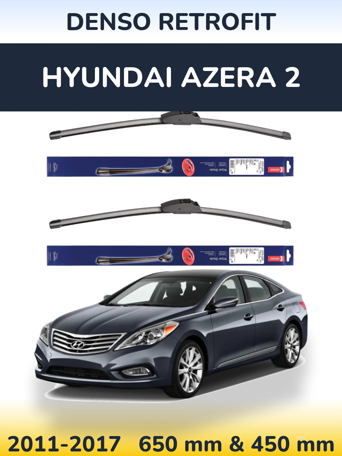 Komplet przednich wycieraczek Denso Retrofit 650 & 450 mm do Hyundai Azera 2 2011-2017